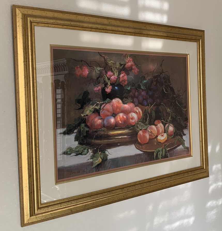 Photo 1 of WALL ARTWORK, HOME DECOR, GOLD FRAMED FRUIT PRINT 48” X 37”