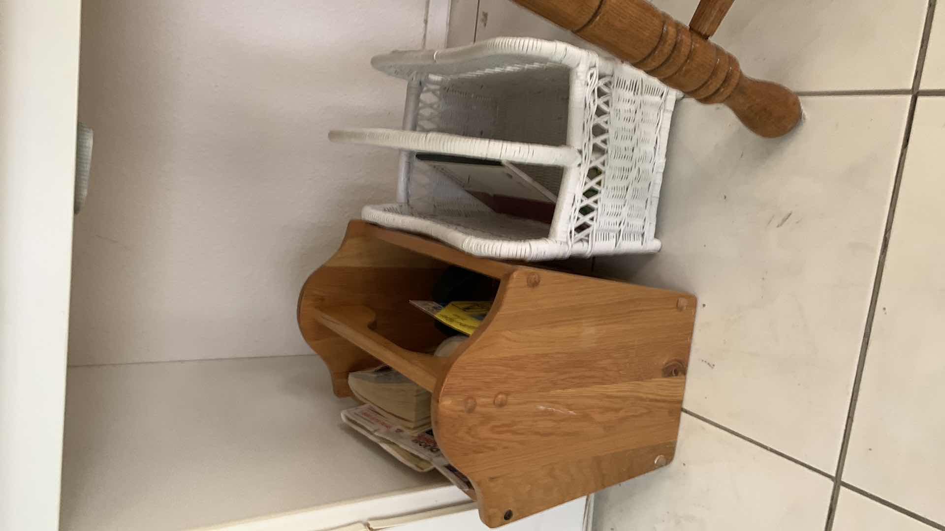 Photo 1 of 2-MAGAZINE RACKS AND A STOOL