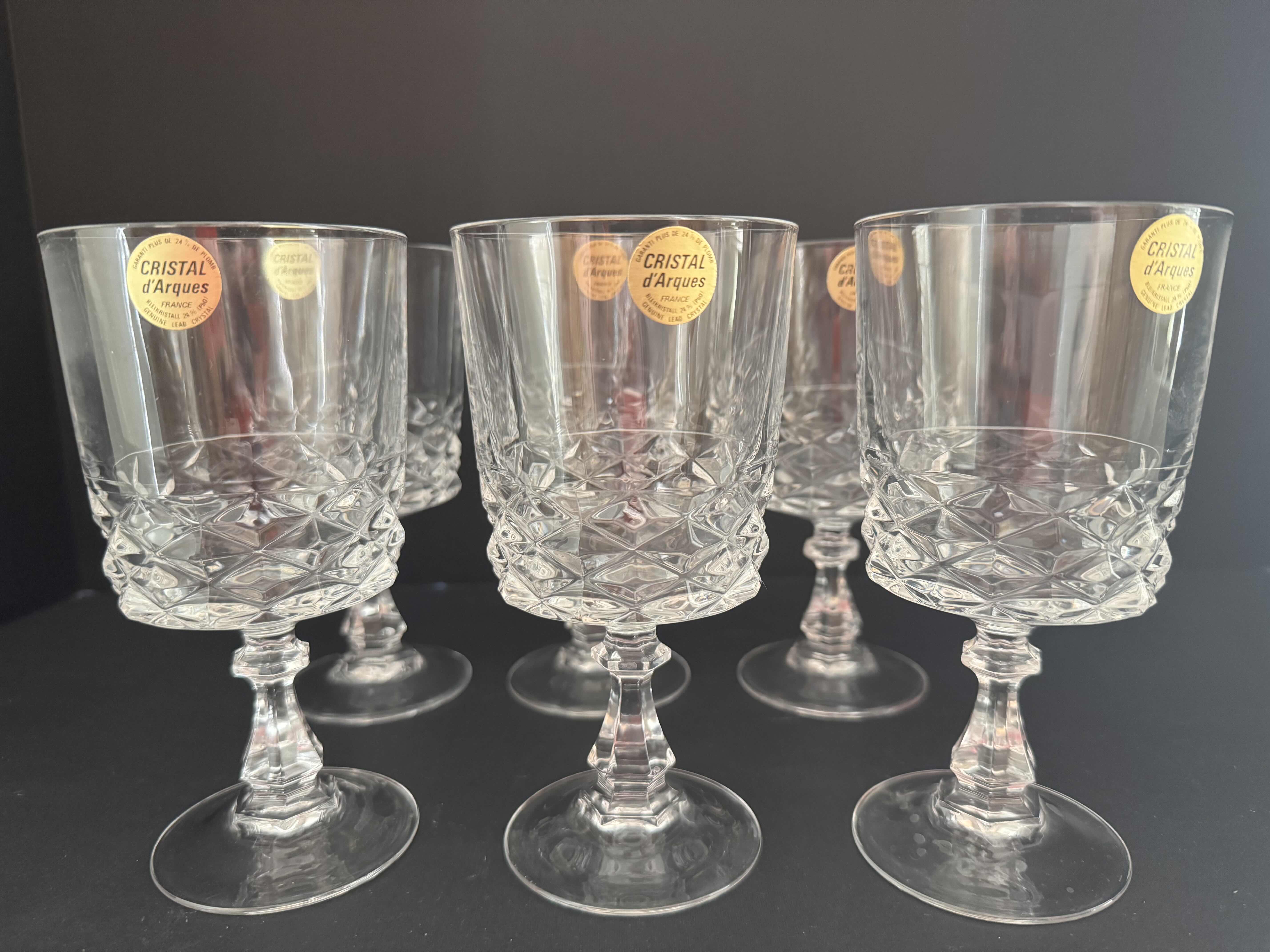 Photo 1 of 6-FRENCH "CRISTAL D’ARQUES" LONGCHAMP WINE GOBLETS