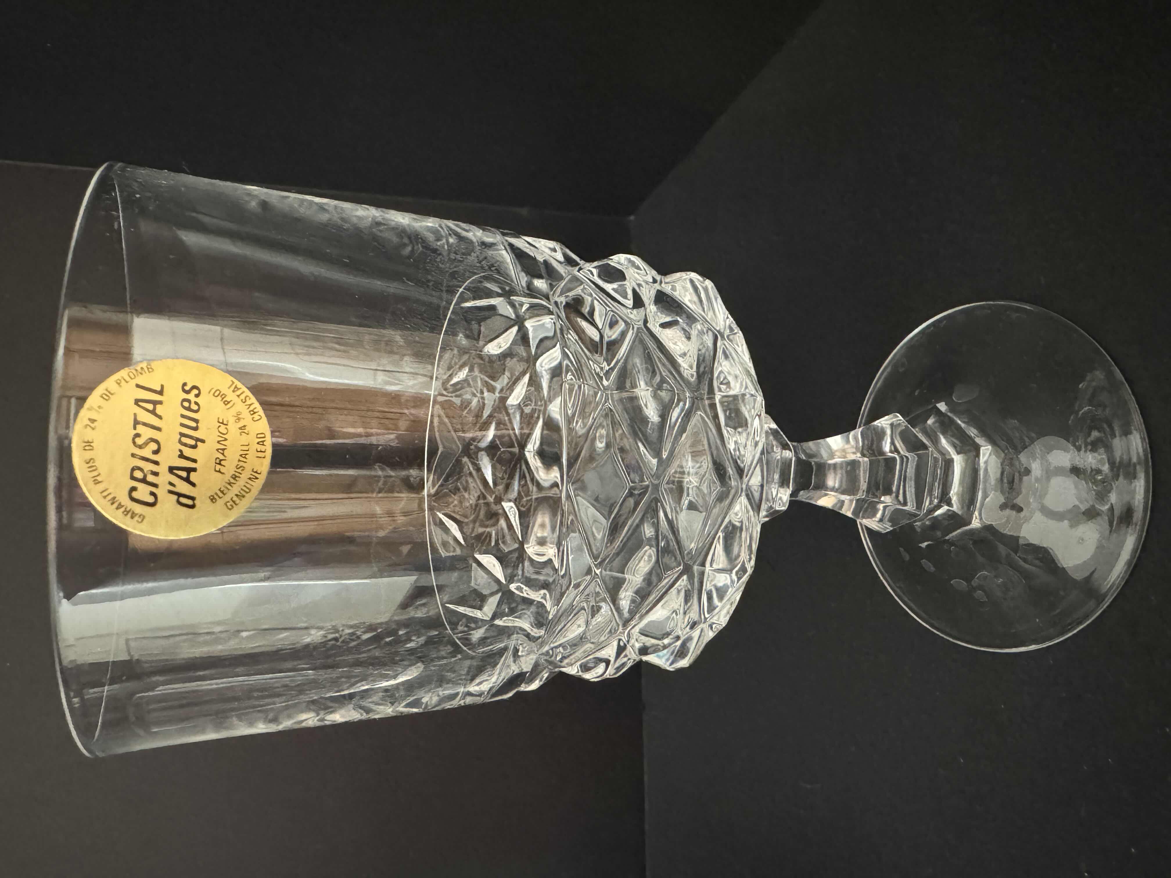 Photo 1 of 6-FRENCH "CRISTAL D’ARQUES" LONGCHAMP WINE GOBLETS