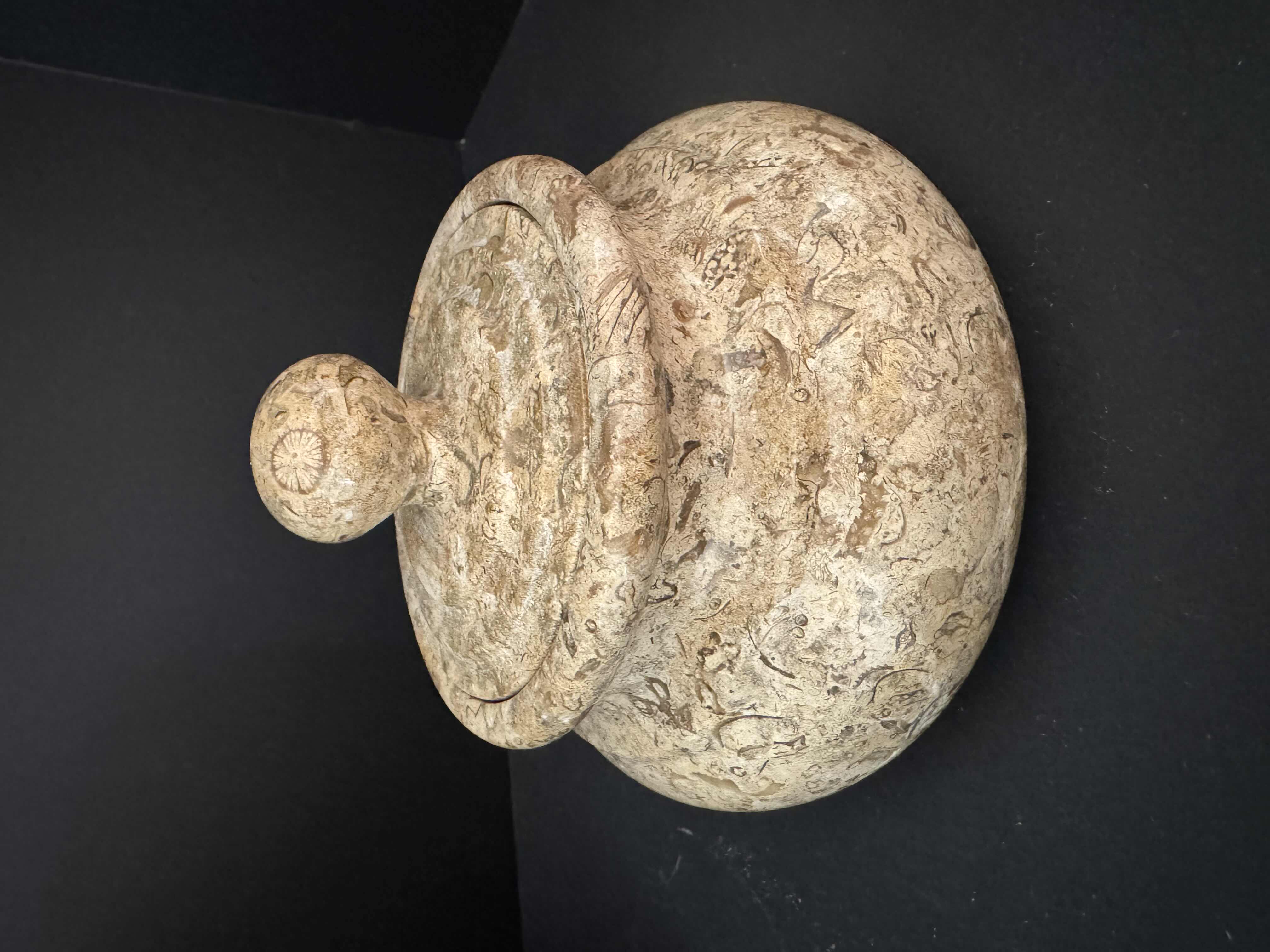 Photo 1 of 2 -LIDDED STONE AND CERAMIC DECORATIVE CONTAINERS