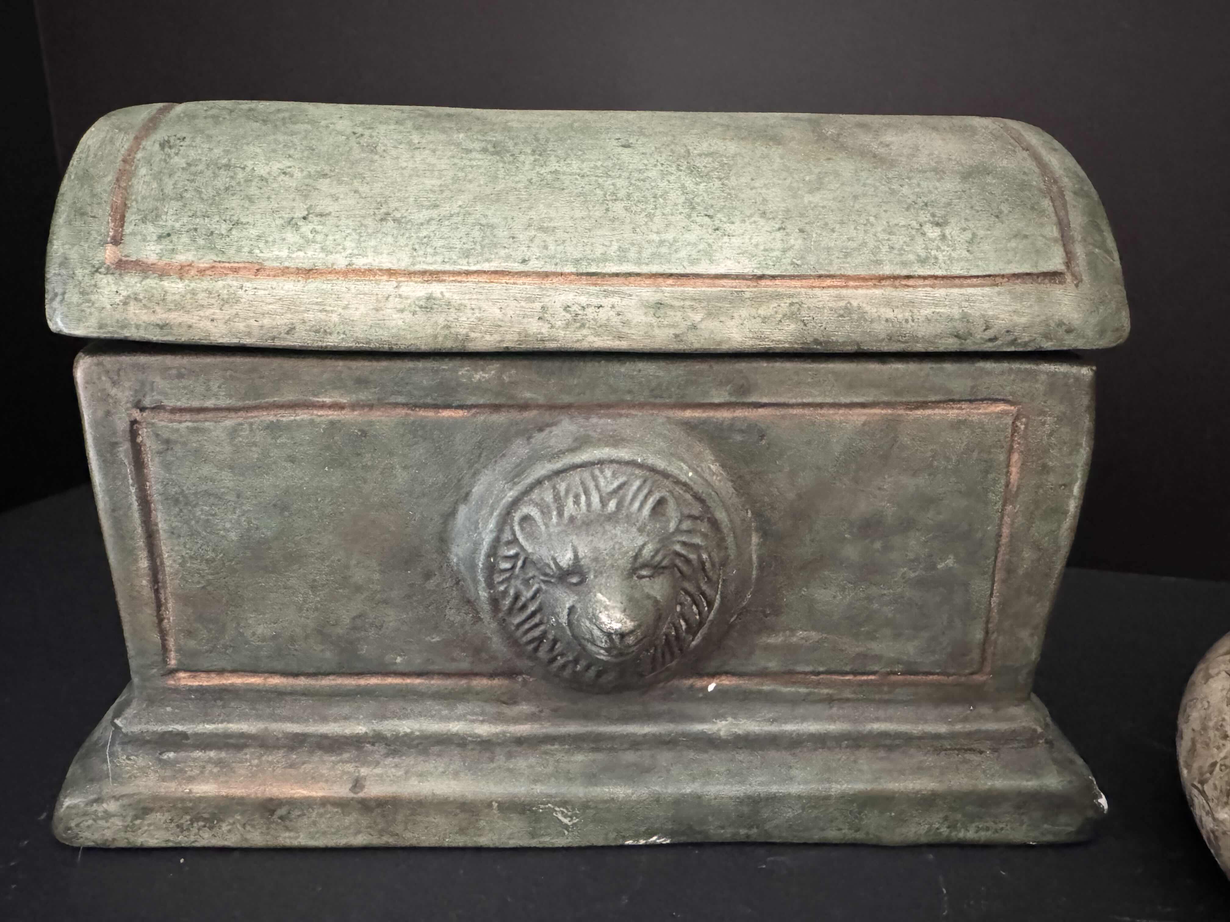 Photo 3 of 2 -LIDDED STONE AND CERAMIC DECORATIVE CONTAINERS