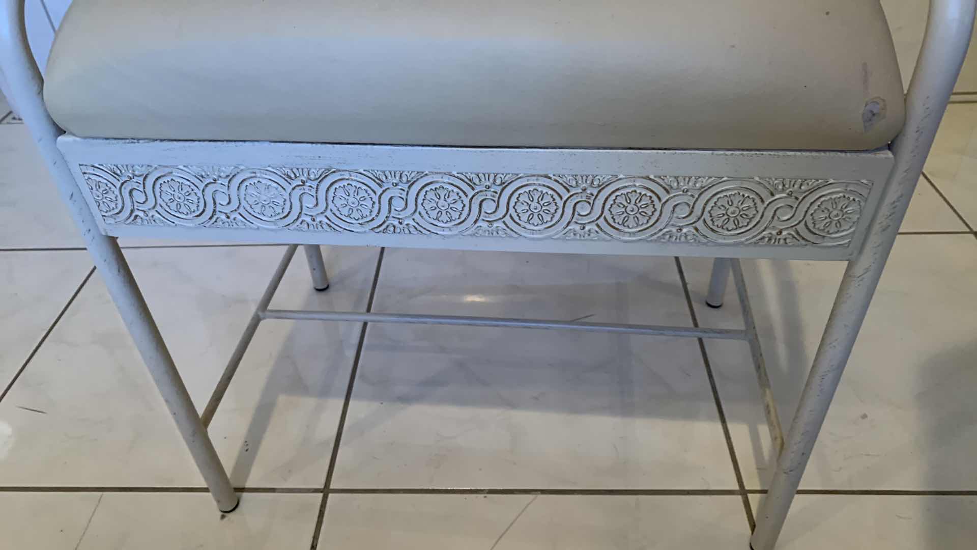 Photo 1 of DECORATIVE WHITE PADDED VANITY STOOL FOR BATHROOM OR CLOSET