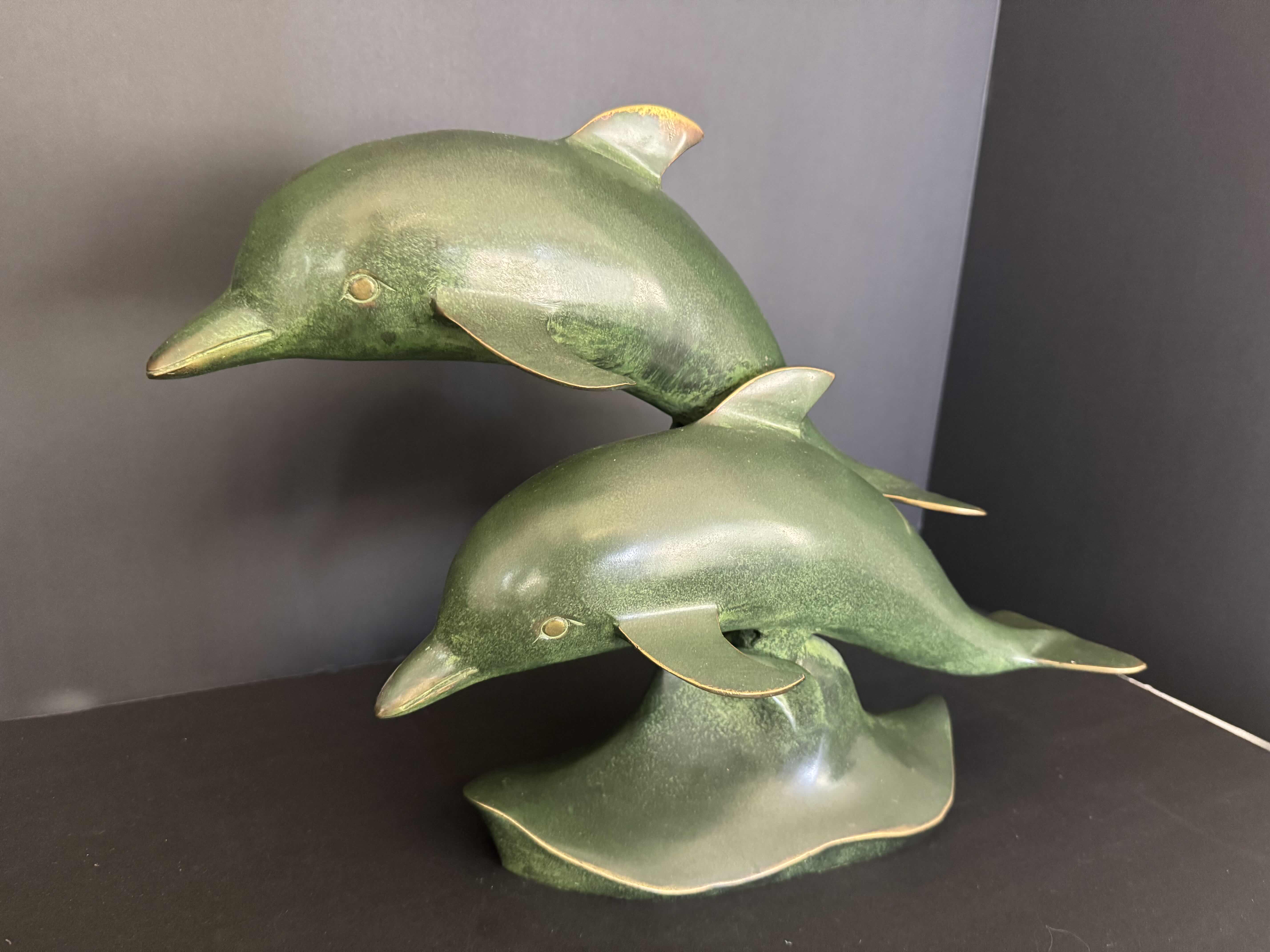 Photo 1 of HOME DECOR METAL DOLPHIN STATUE 12”H