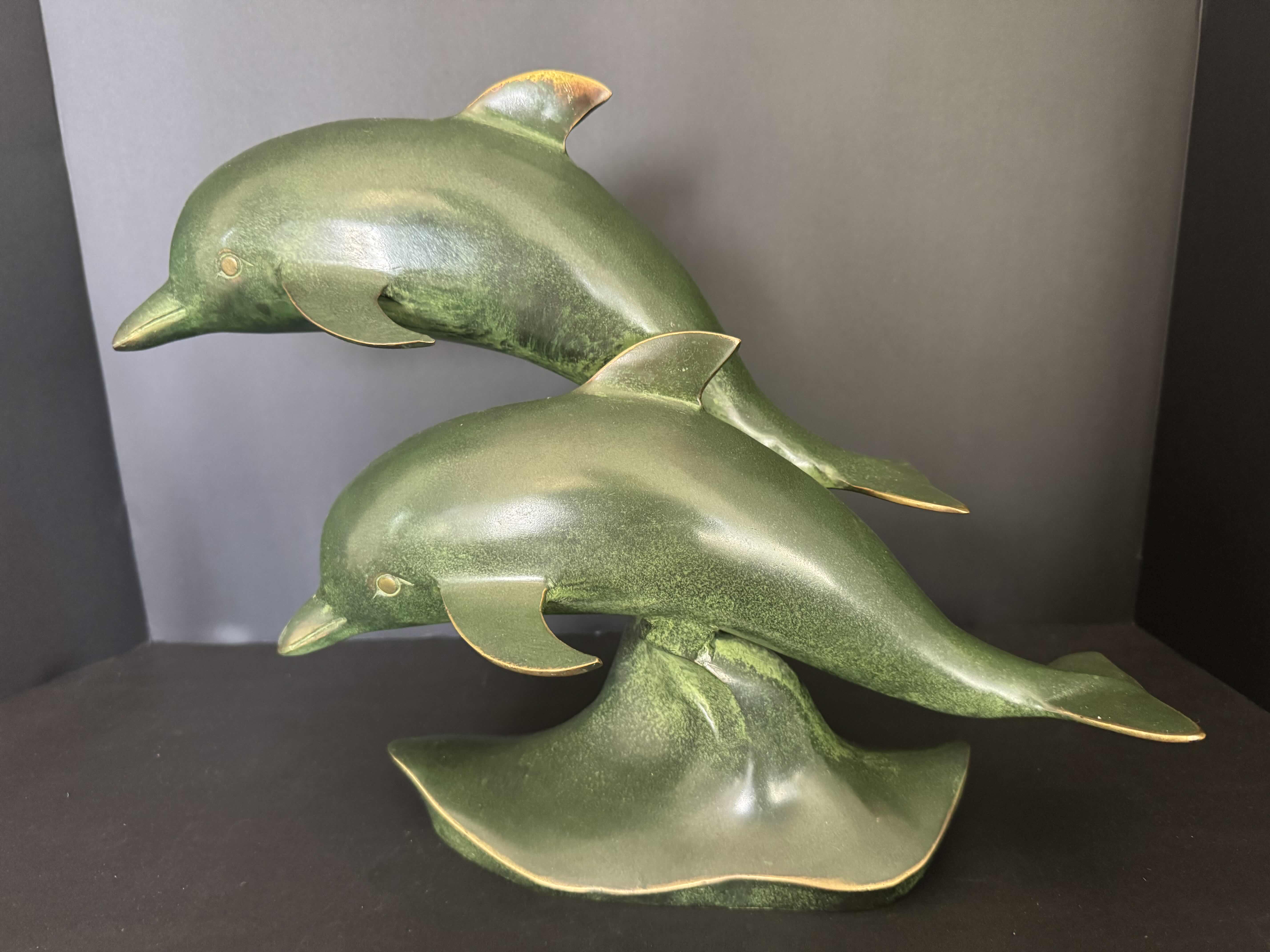 Photo 1 of HOME DECOR METAL DOLPHIN STATUE 12”H