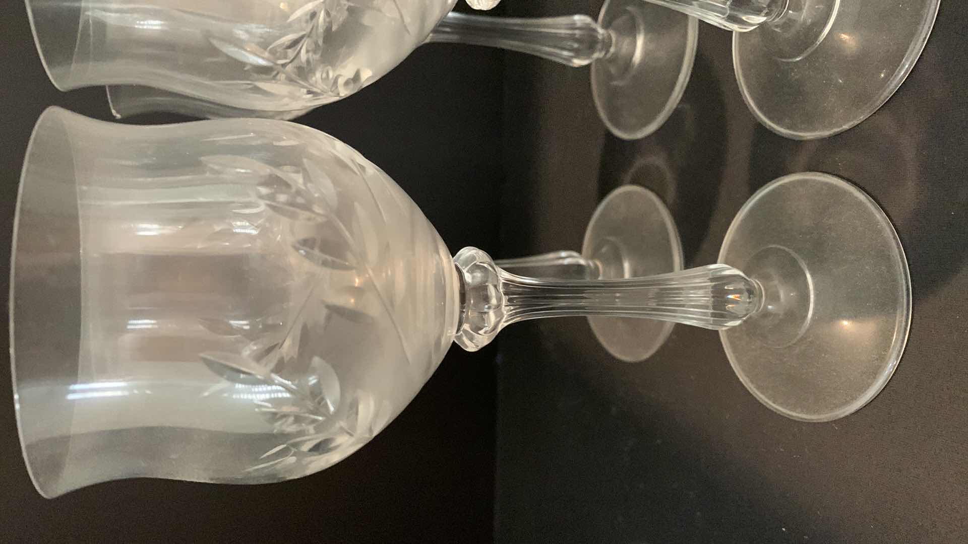 Photo 1 of 6-ETCHED GLASS WINE GOBLETS