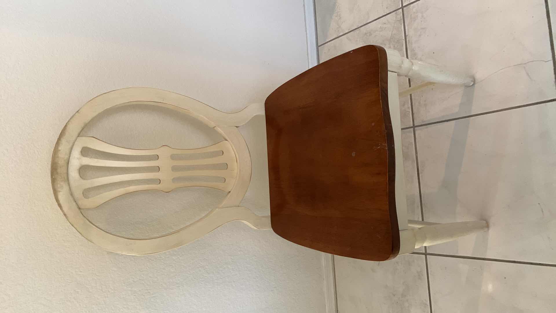 Photo 1 of WHITE AND NATURAL TWO TONE WOOD SIDE CHAIR 1 OF 4 IN SET (SOLD SEPARATELY)