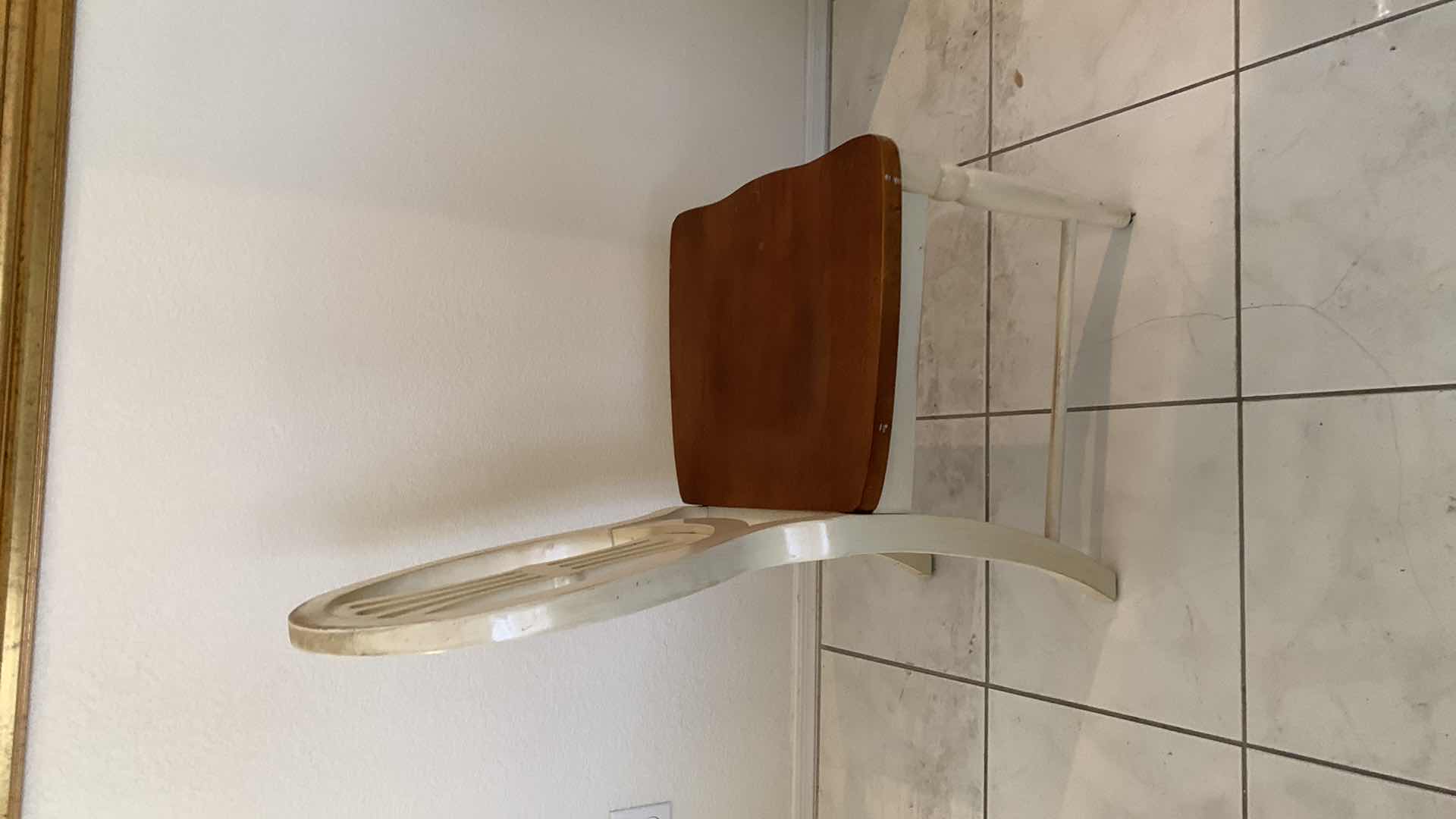 Photo 1 of WHITE AND NATURAL TWO TONE WOOD SIDE CHAIR 1 OF 4 IN SET (SOLD SEPARATELY)