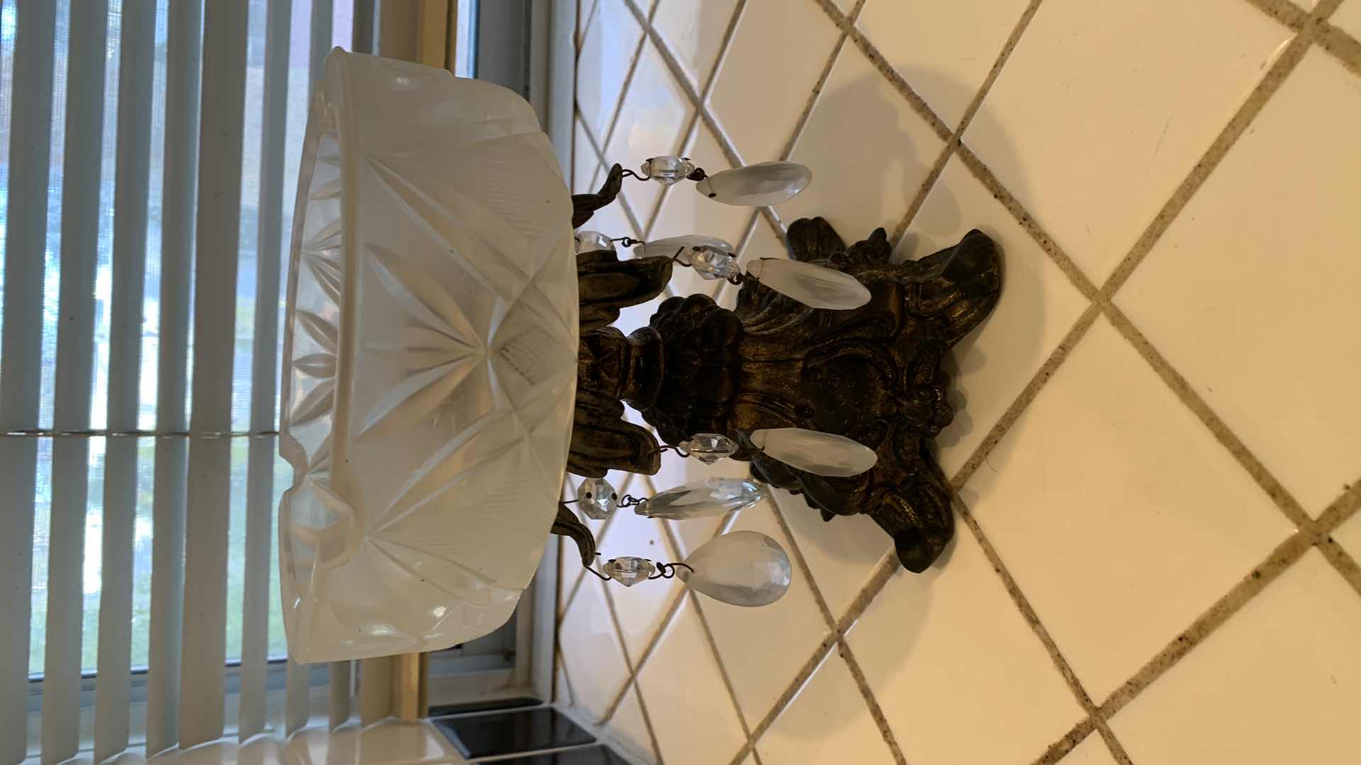 Photo 1 of HOME DECOR, GLAS AND BRASS CANDY BOWL 7” TALL