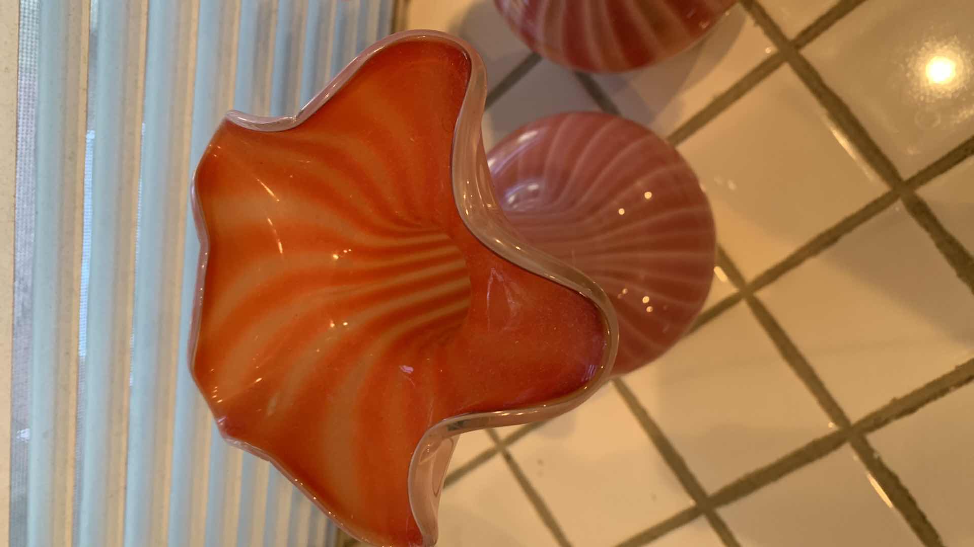 Photo 1 of 2-BLOWN GLASS MURANO STYLE VASES 9” TALL