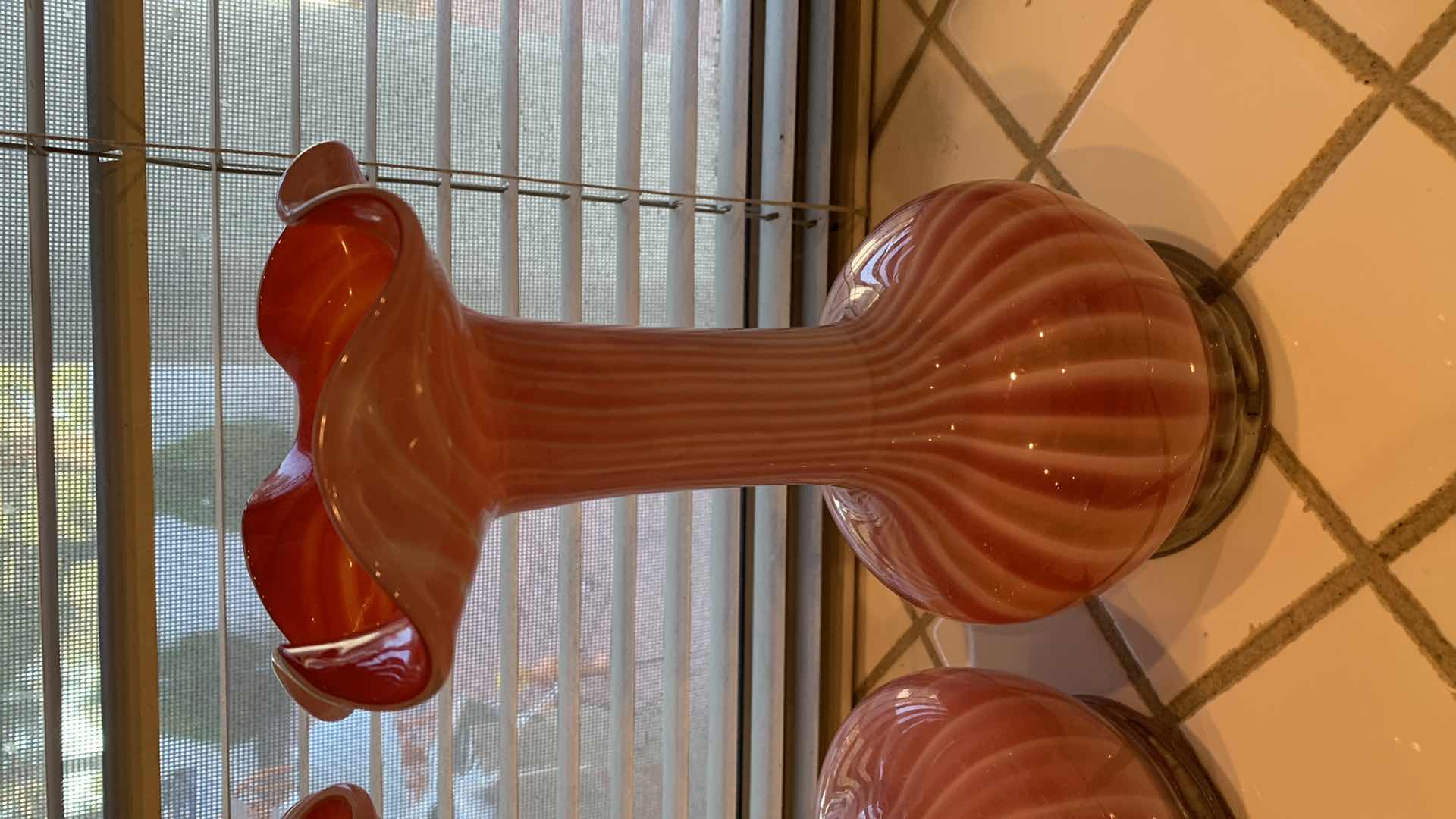 Photo 1 of 2-BLOWN GLASS MURANO STYLE VASES 9” TALL