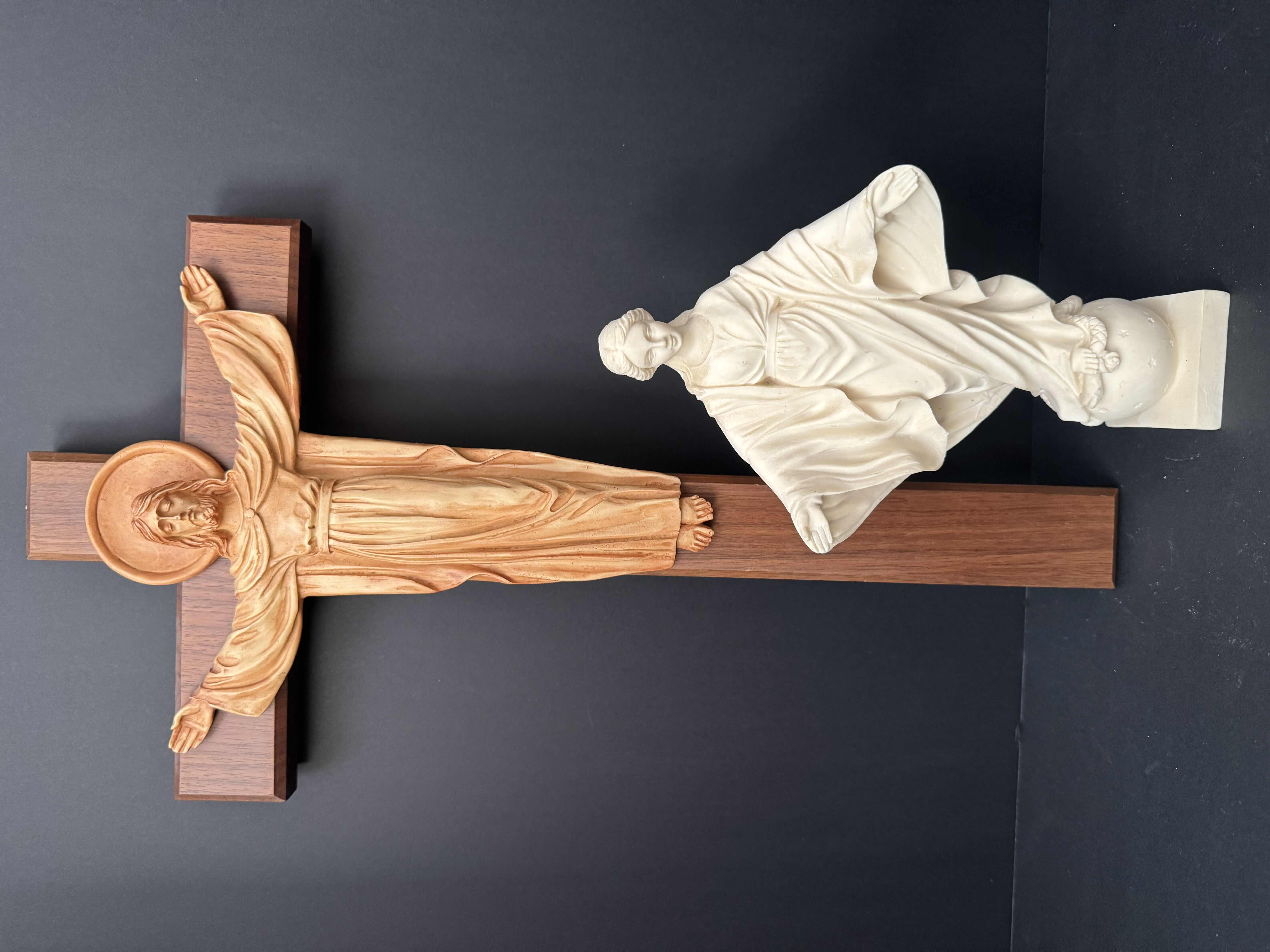 Photo 1 of 2 RELIGIOUS FIGURINES/CROSS H18” & H9”