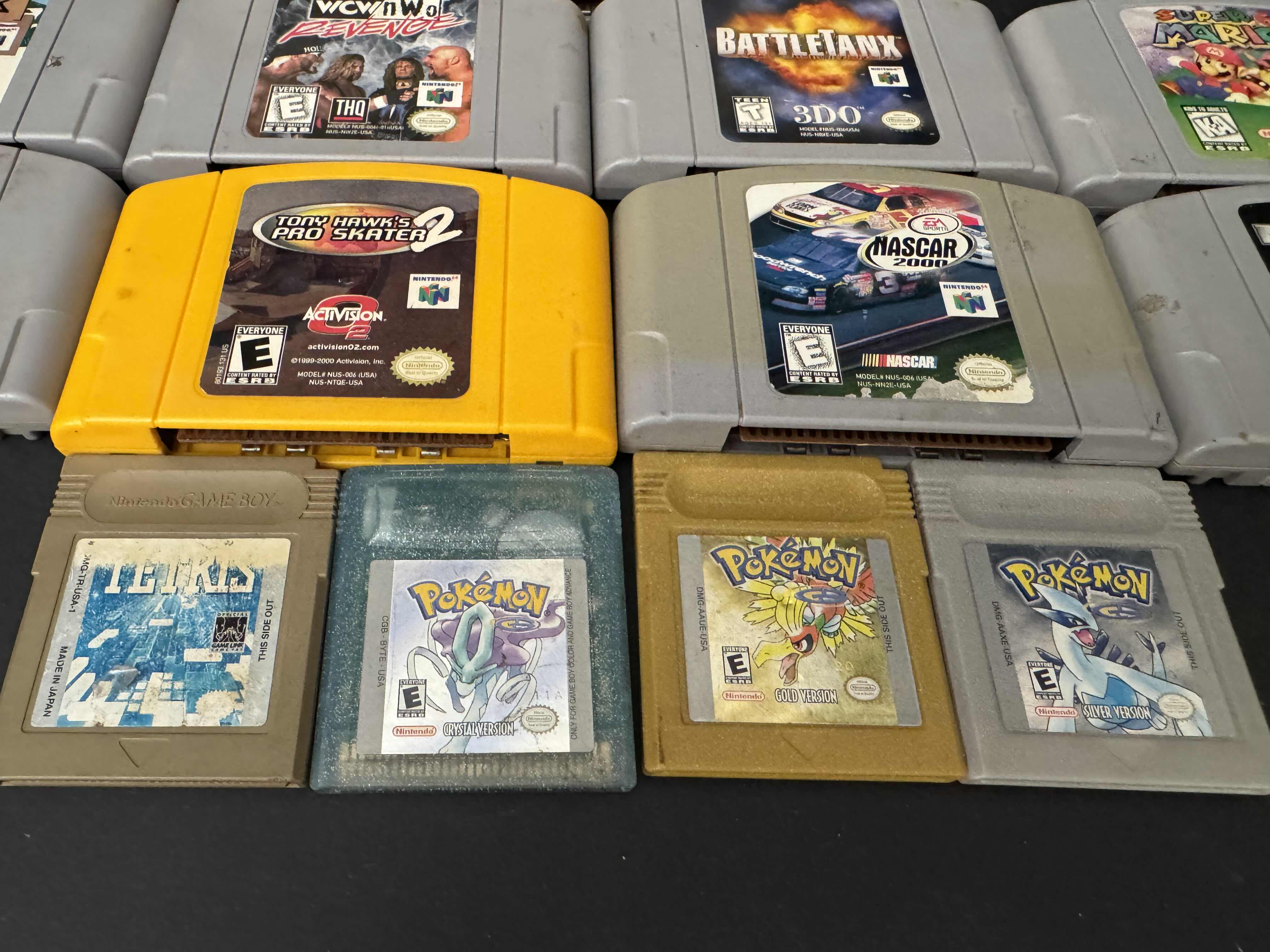 Photo 1 of DECORATIVE WOOD BOX WITH 9 NINTENDO 64 GAMES, 5 GAME BOY GAMES