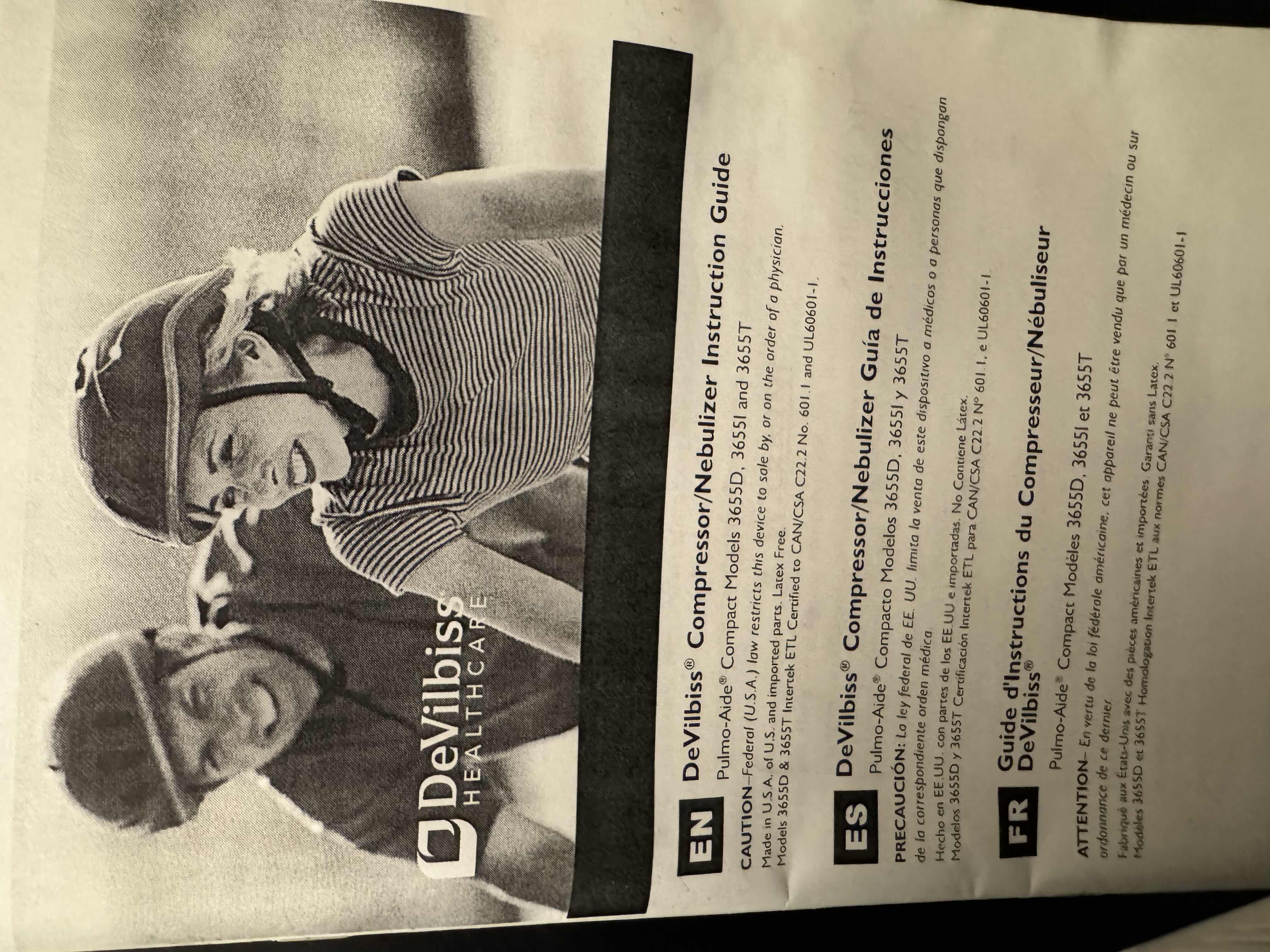 Photo 2 of DEVILBISS NEBULIZER WITH INSTRUCTION MANUAL