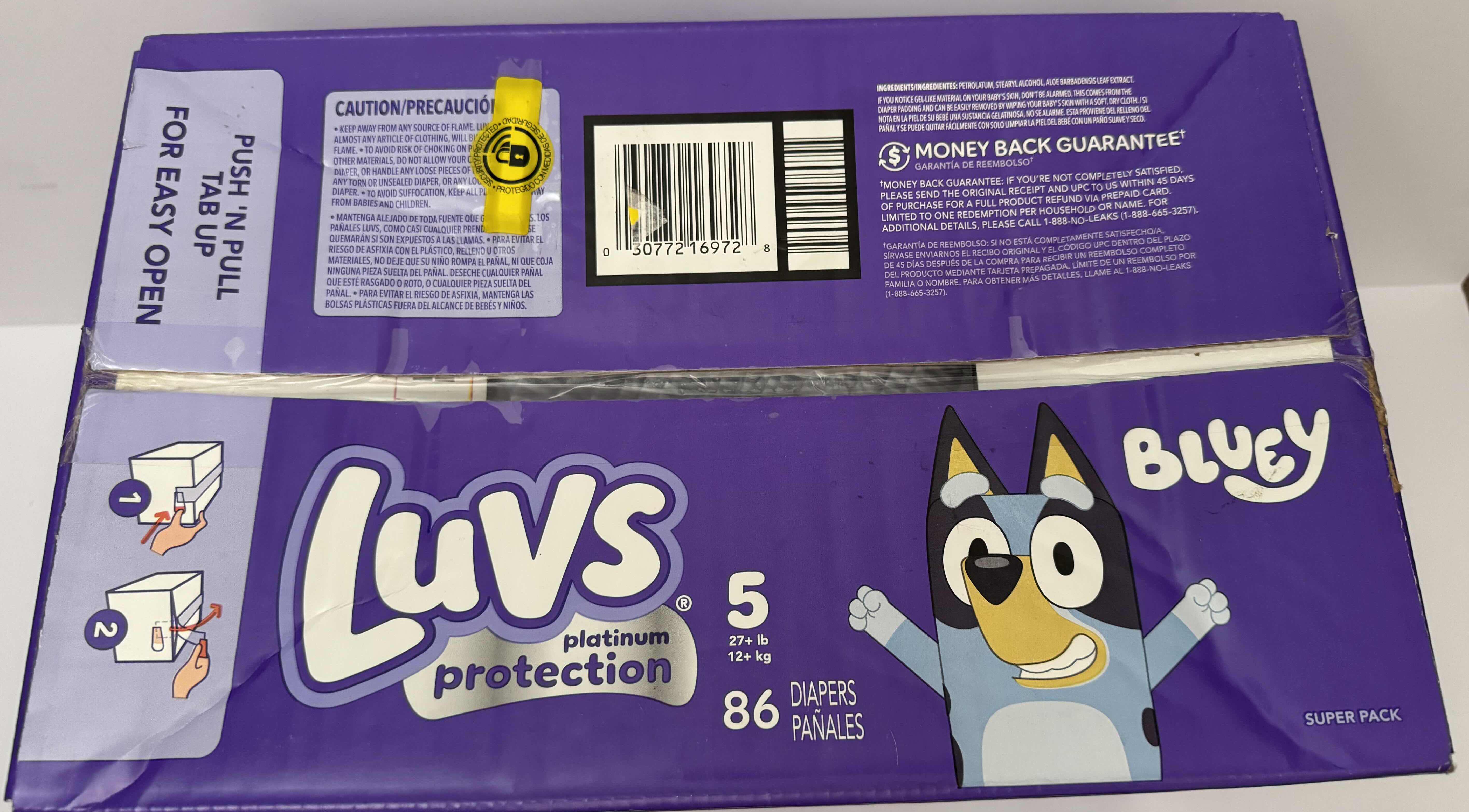 Photo 1 of BRAND NEW BOX OF LUVS SIZE 5 DIAPERS (86 DIAPERS)