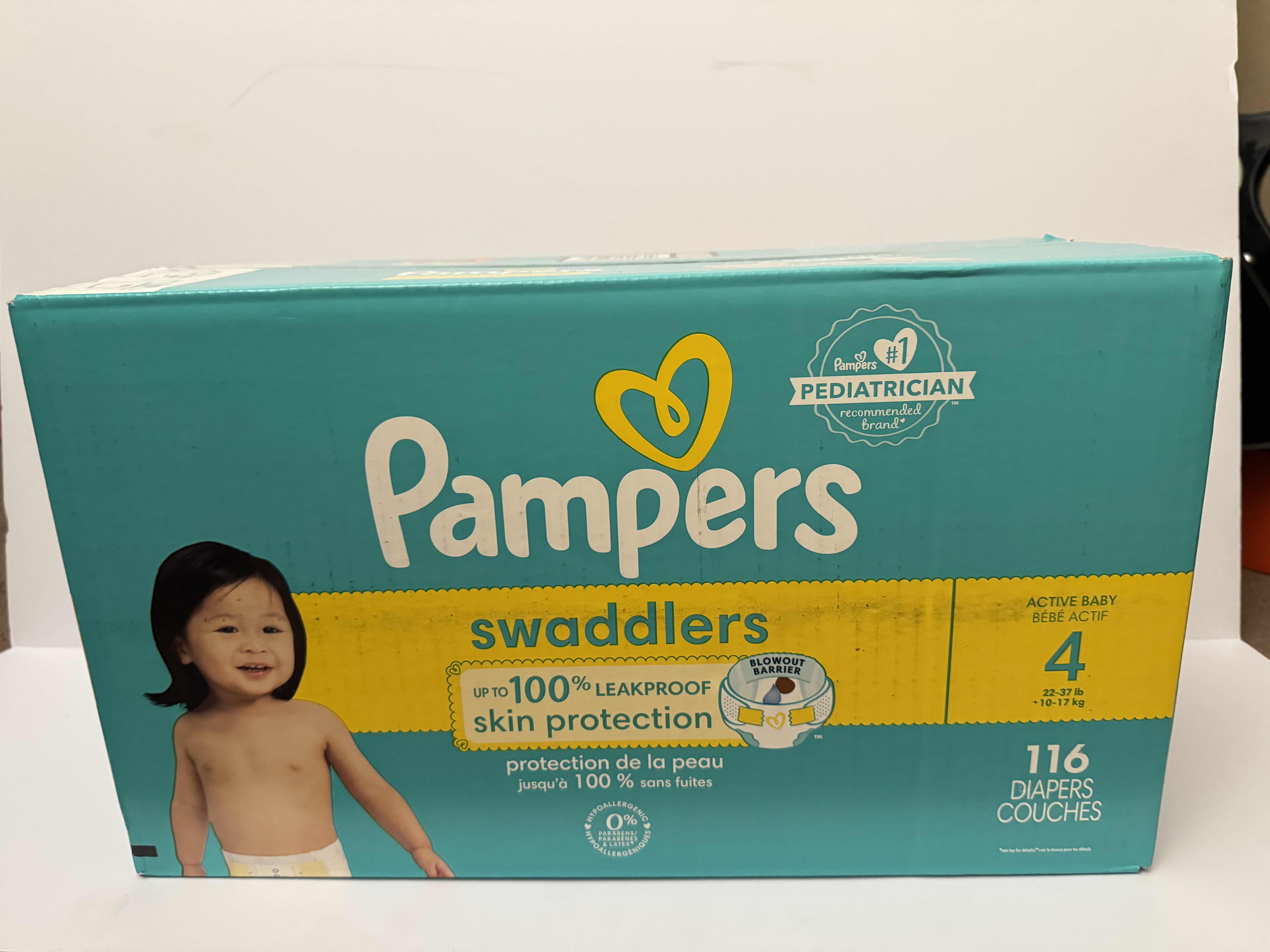 Photo 1 of BRAND NEW BOX OF PAMPERS SIZE 4 DIAPERS (116)