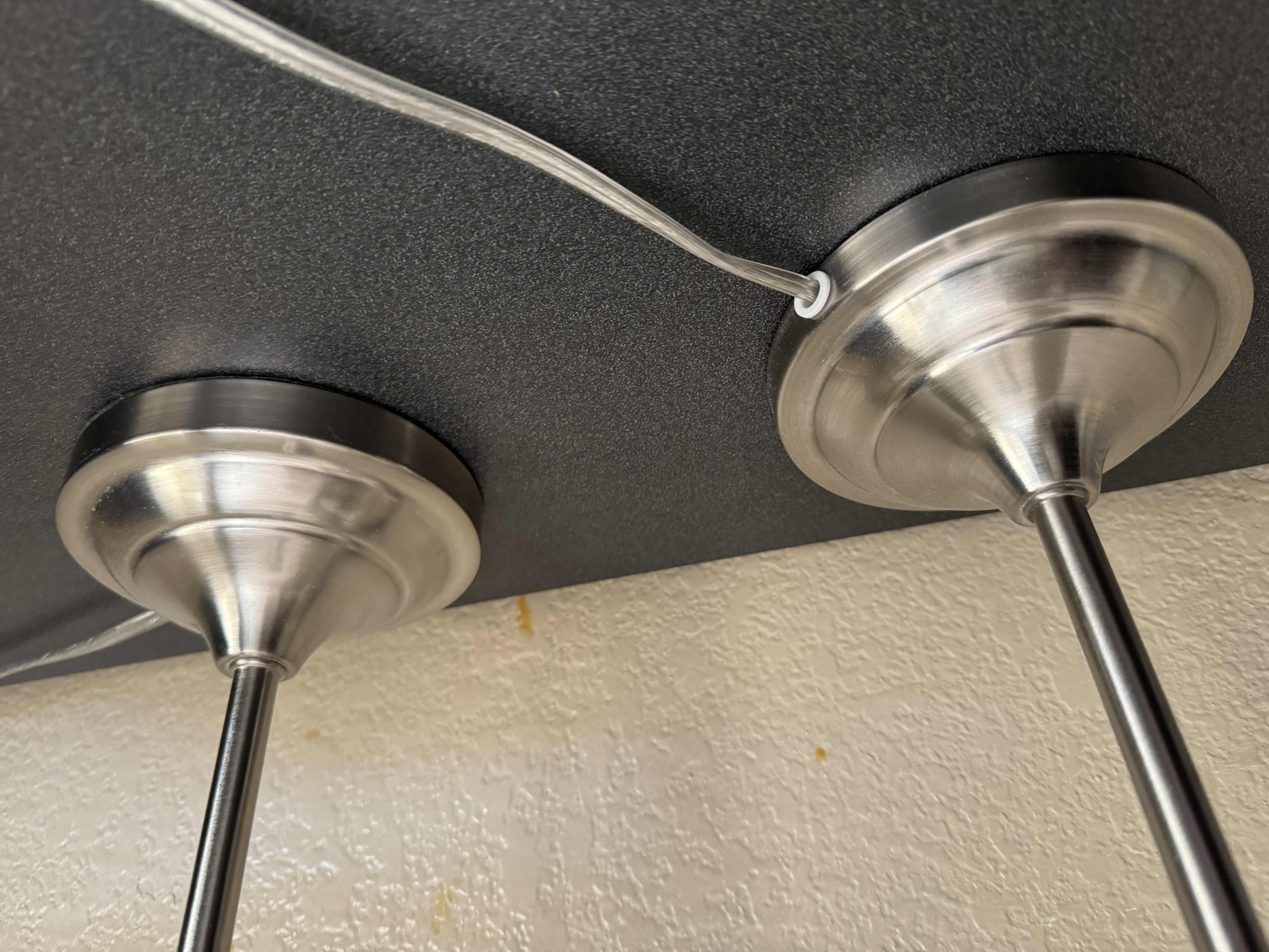 Photo 3 of 2 BRUSHED CHROME NAVY BLUE PULL CHAIN LAMPS H19”