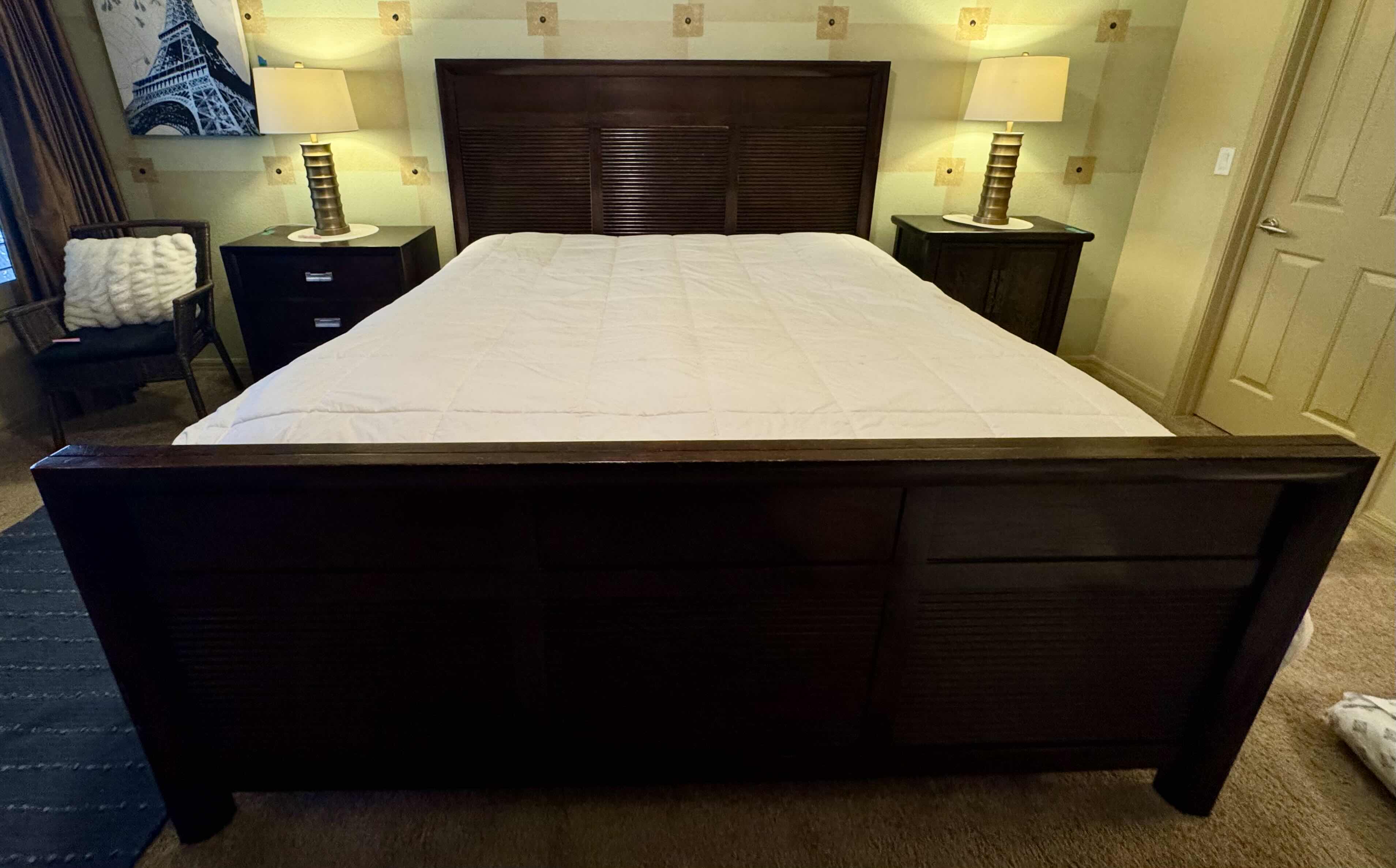 Photo 1 of KING BED FRAME-"RC WILEY" DARK WOOD (BED FRAME ONLY)