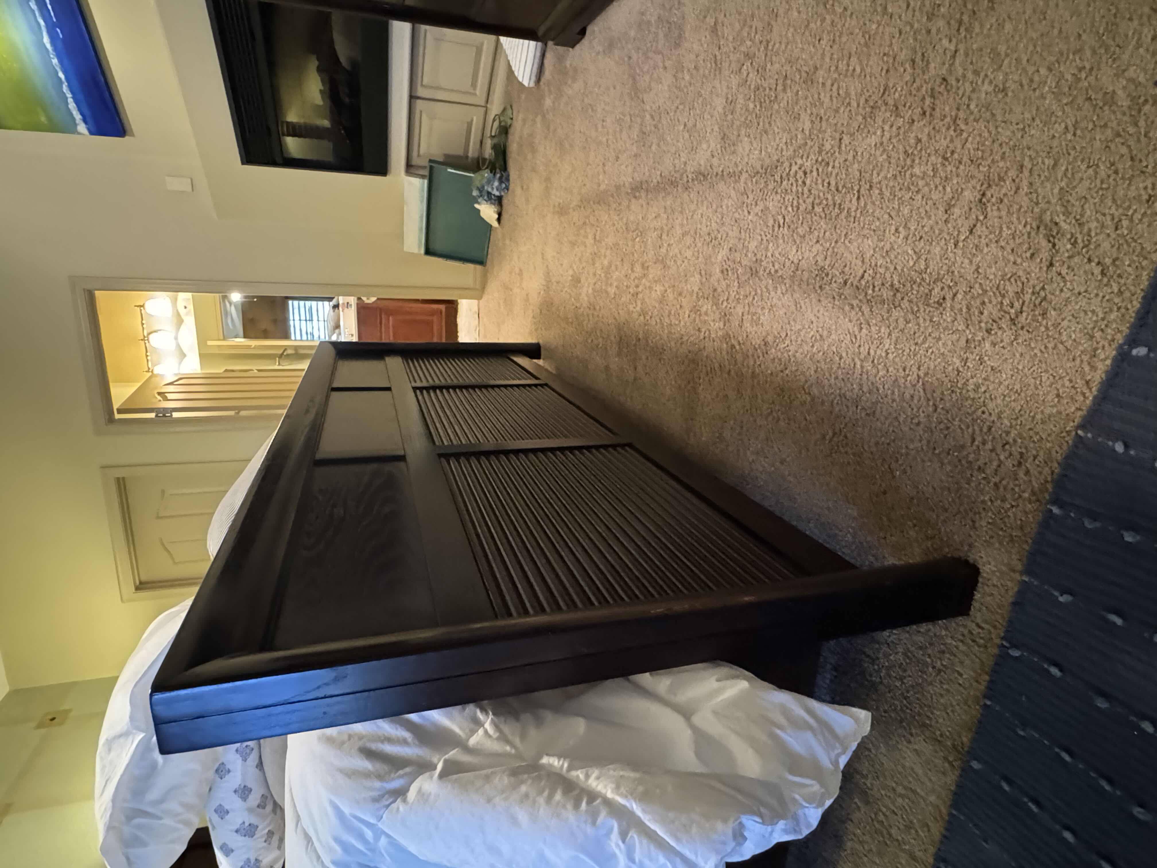 Photo 1 of KING BED FRAME-"RC WILEY" DARK WOOD (BED FRAME ONLY)