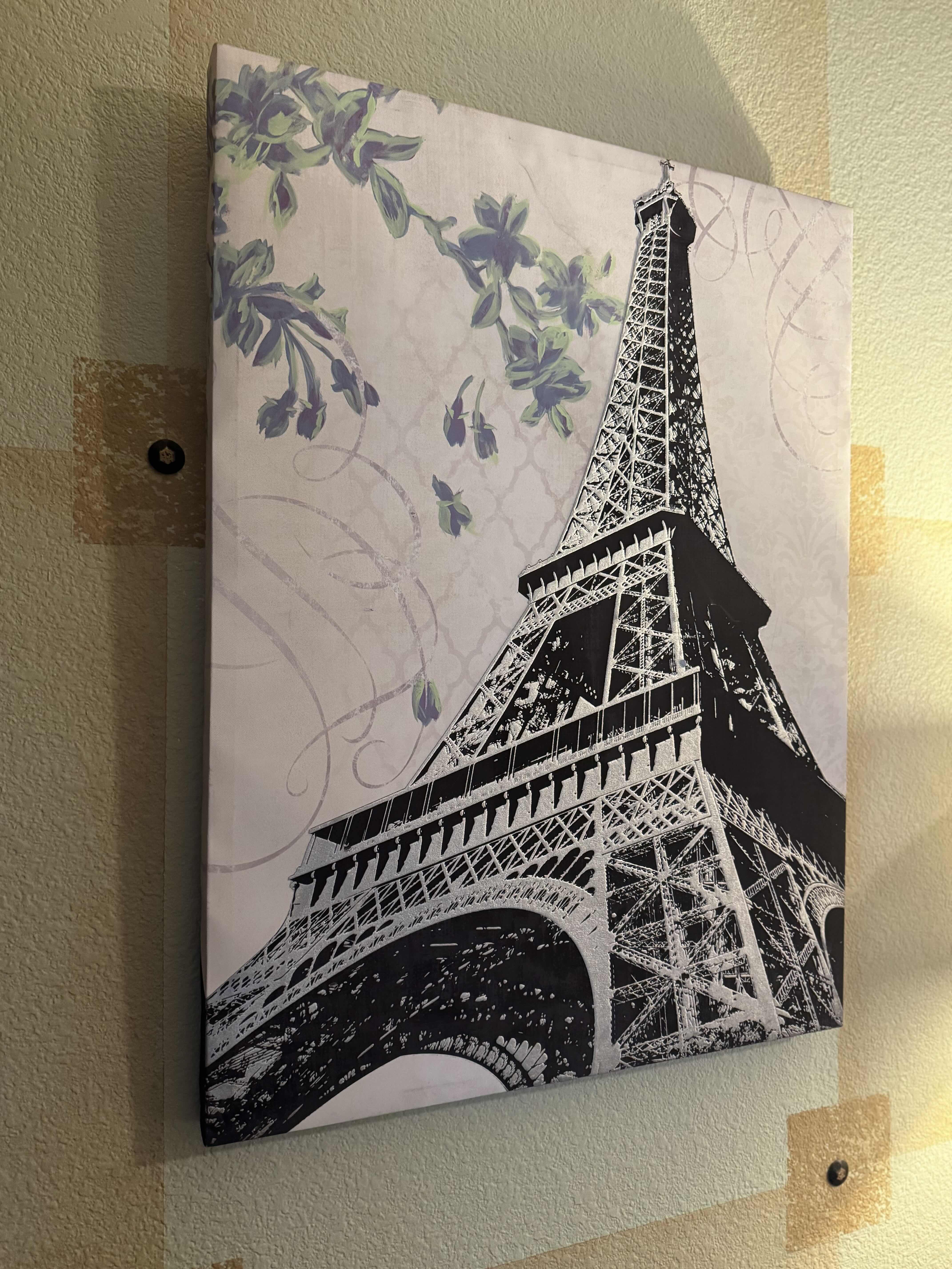 Photo 1 of EIFFEL TOWER ON CANVAS WITH TEXTURE ARTWORK 24” X 31”