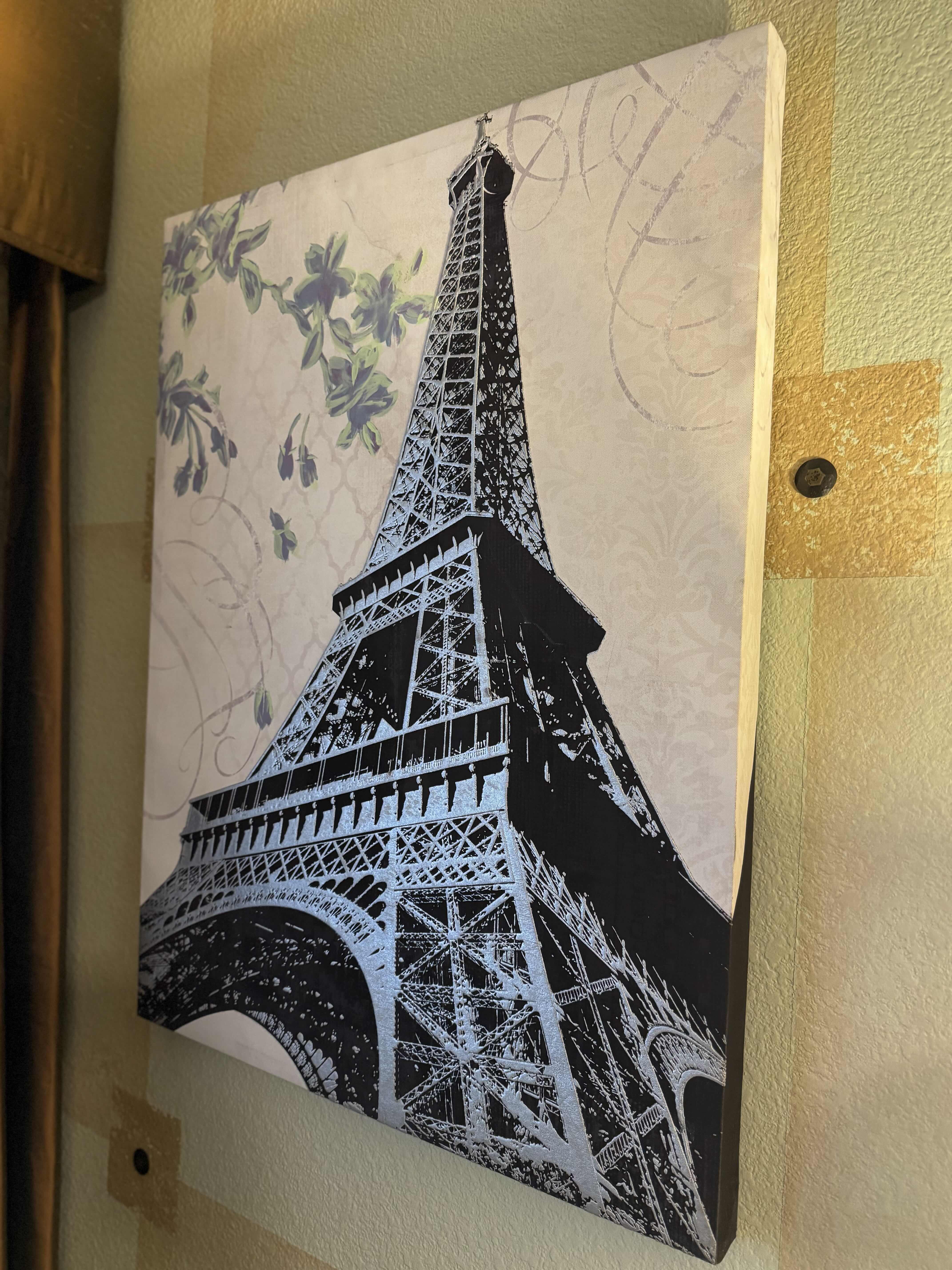 Photo 1 of EIFFEL TOWER ON CANVAS WITH TEXTURE ARTWORK 24” X 31”