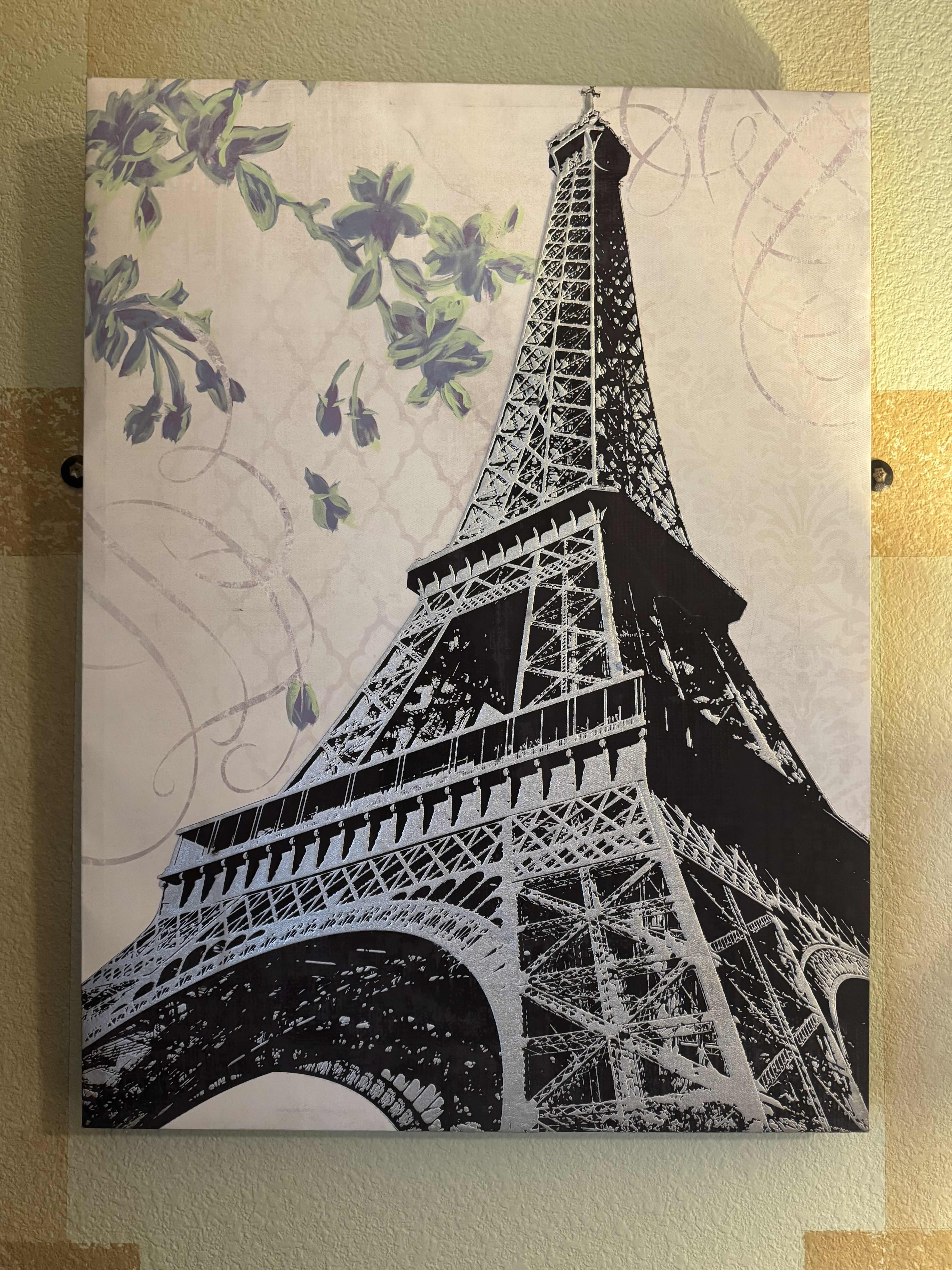 Photo 1 of EIFFEL TOWER ON CANVAS WITH TEXTURE ARTWORK 24” X 31”