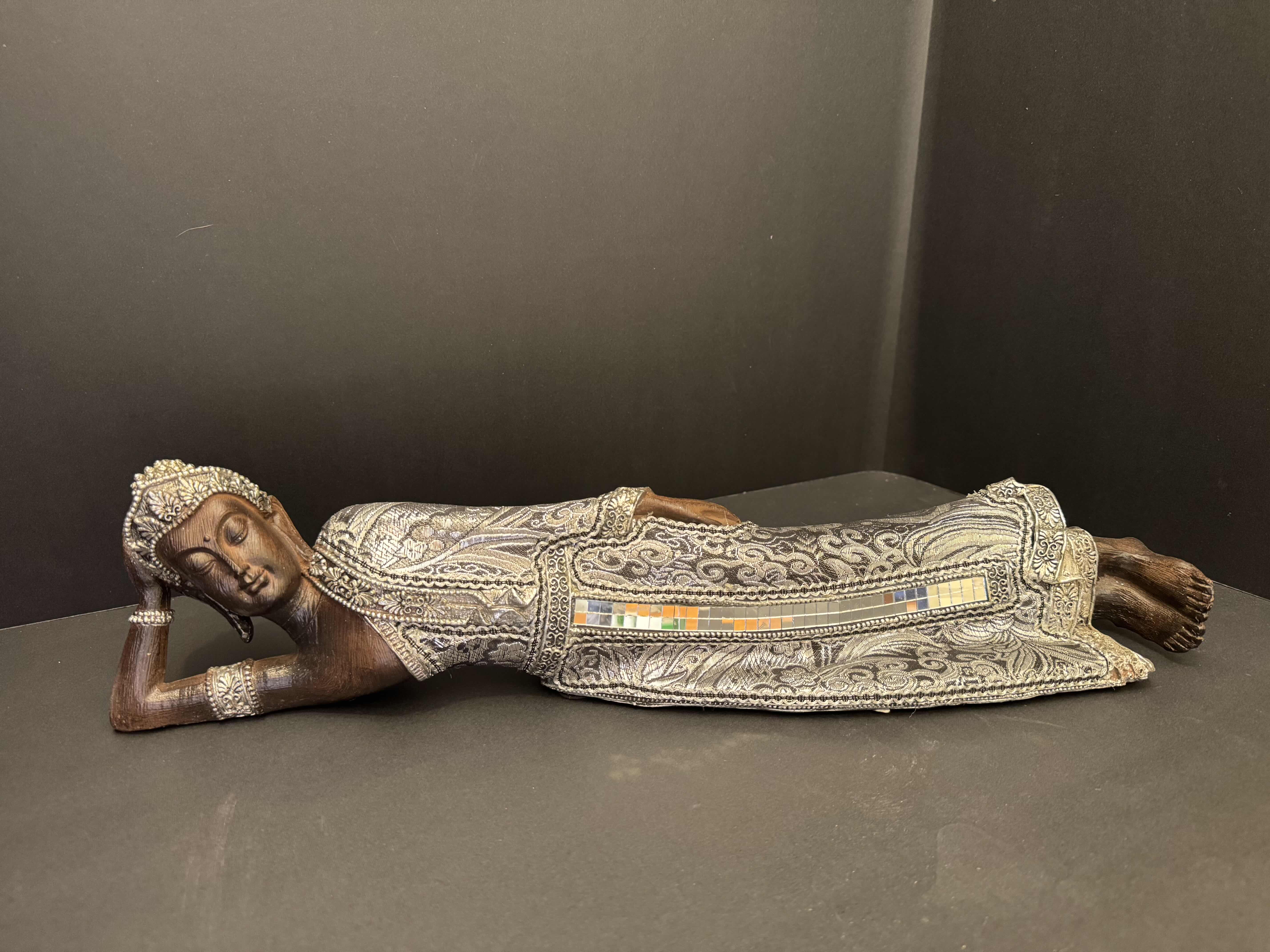 Photo 1 of ANTIQUE-RECLINING BUDDHA STATUE. 23"L
