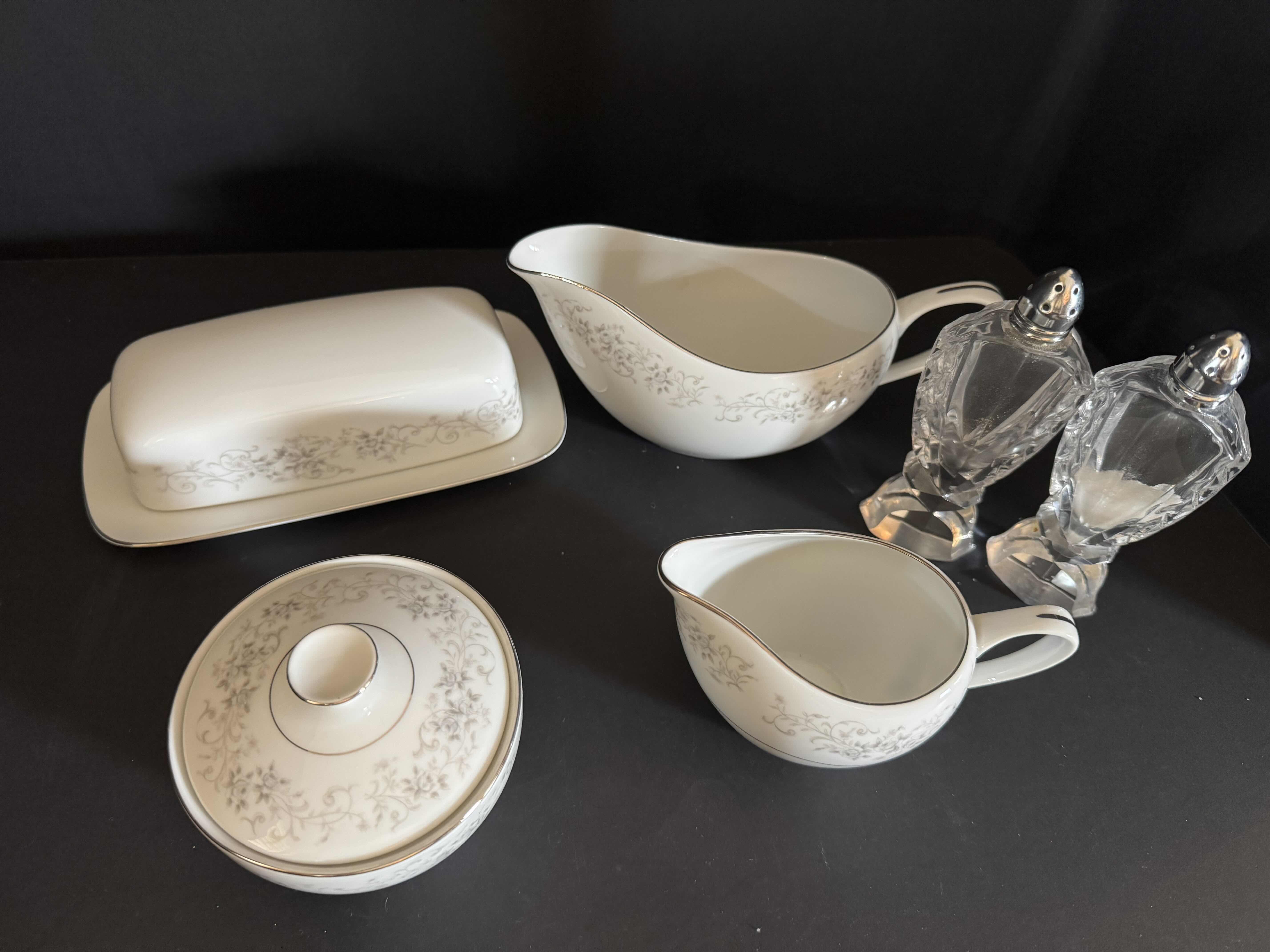 Photo 2 of 4 PIECES OF CAROUSEL BY CAMELOT CHINA 1315 AND A SET OF CRYSTAL SALT AND PEPPER SHAKERS