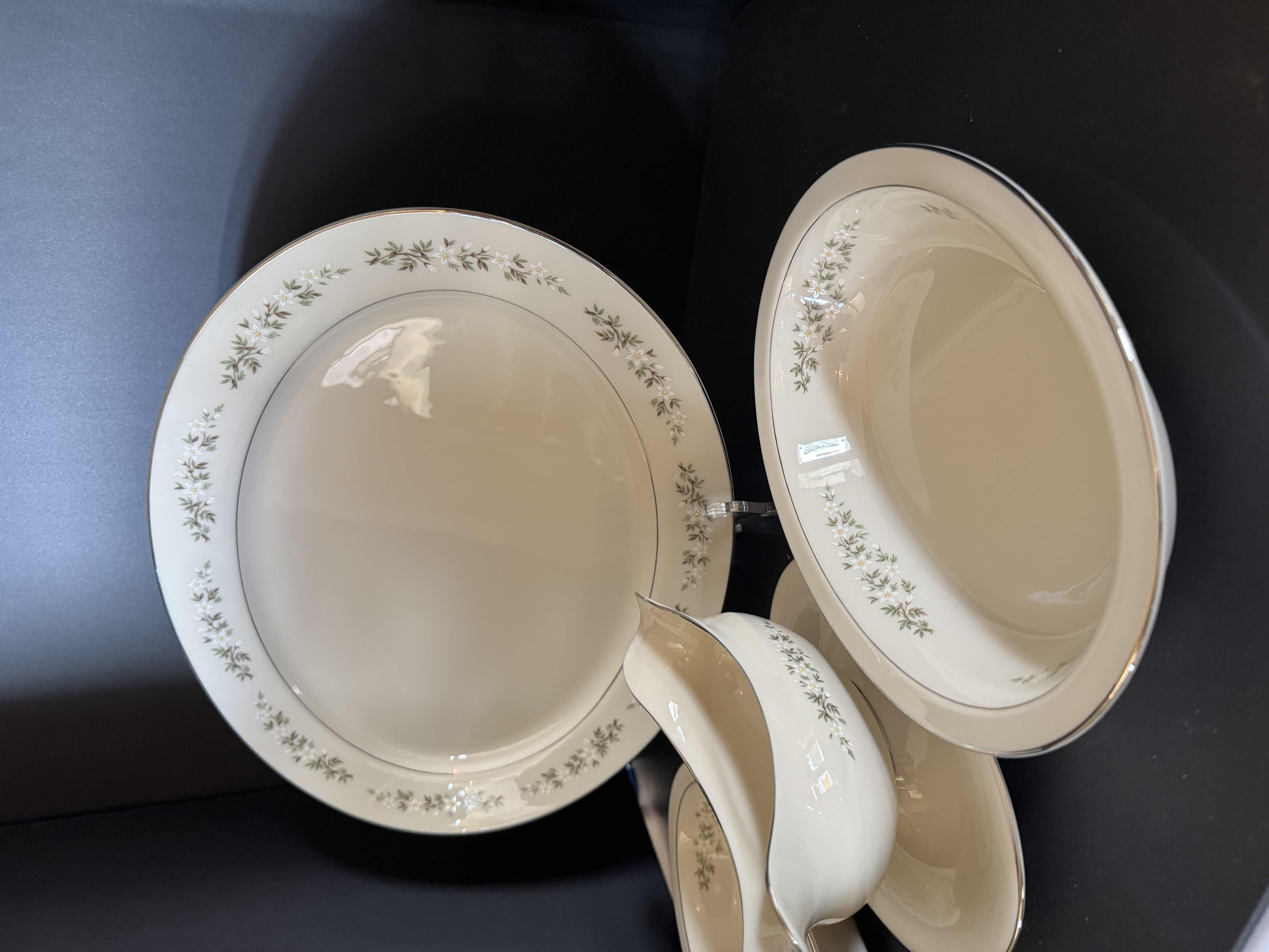 Photo 1 of 4 PIECES OF LENNOX BROOKDALE
(1) LARGE PLATTER, 2 SERVING BOWLS AND (1) GRAVY BOAT