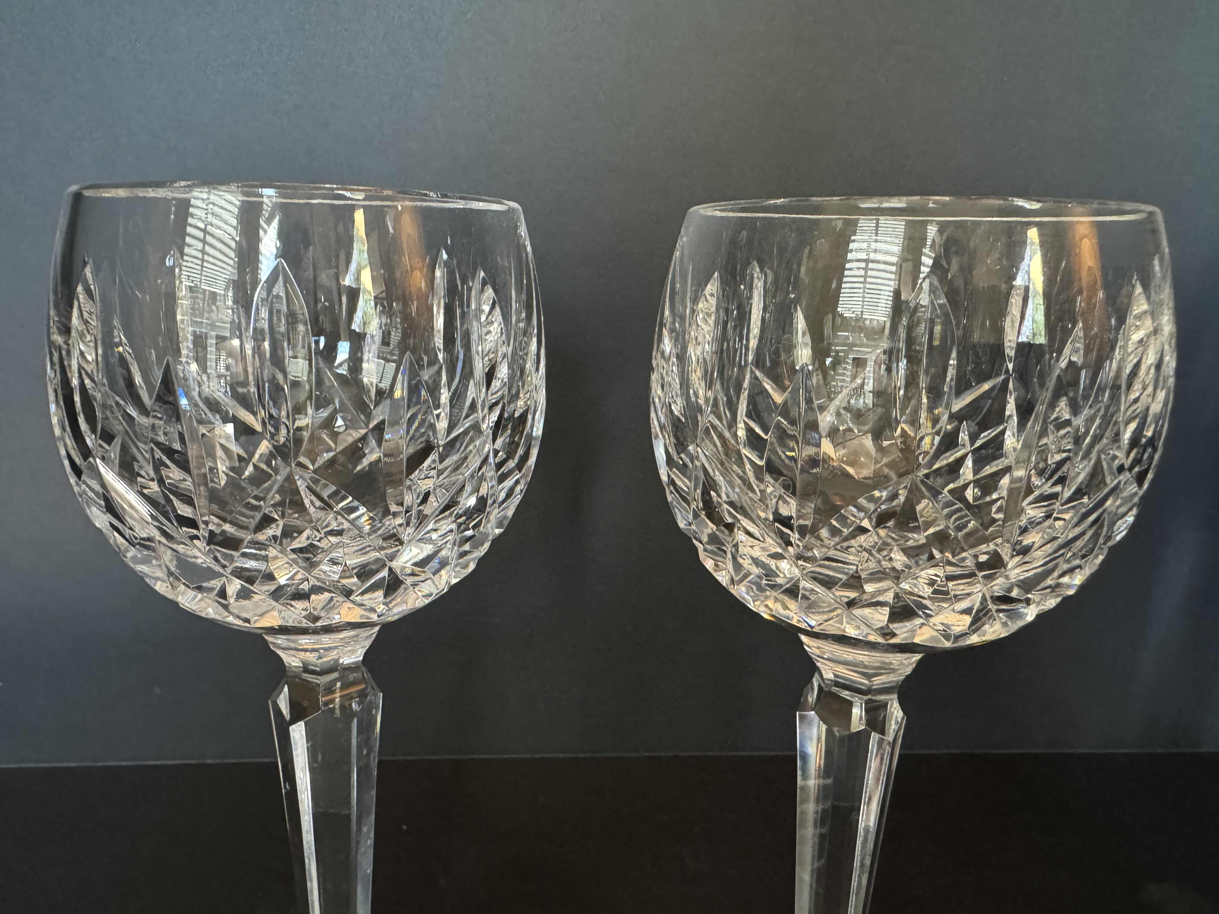 Photo 1 of 2-WATERFORD LISMORE HOCK WINE GLASSES