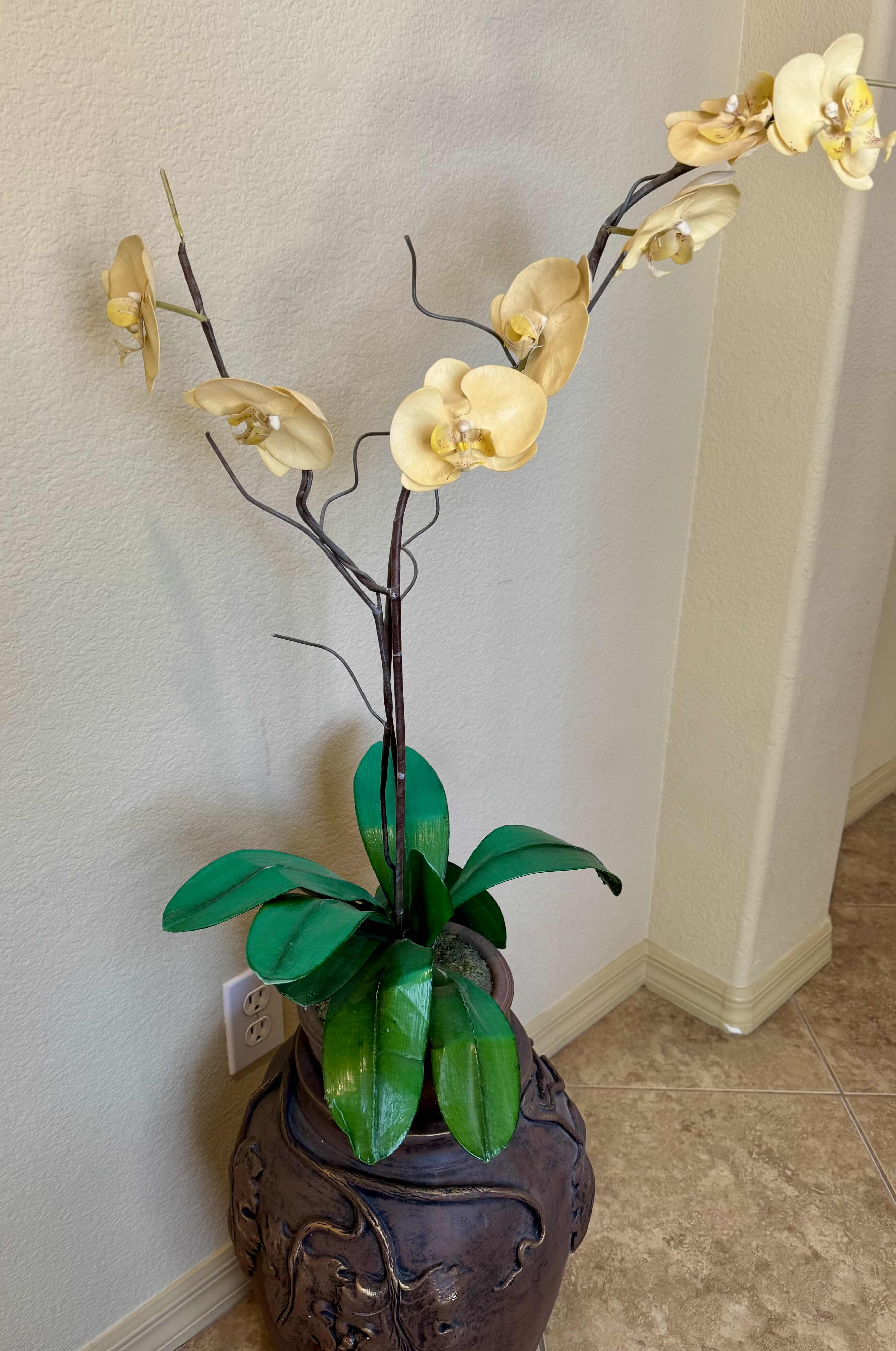 Photo 1 of 48” CERAMIC VASE WITH FAUX ORCHID