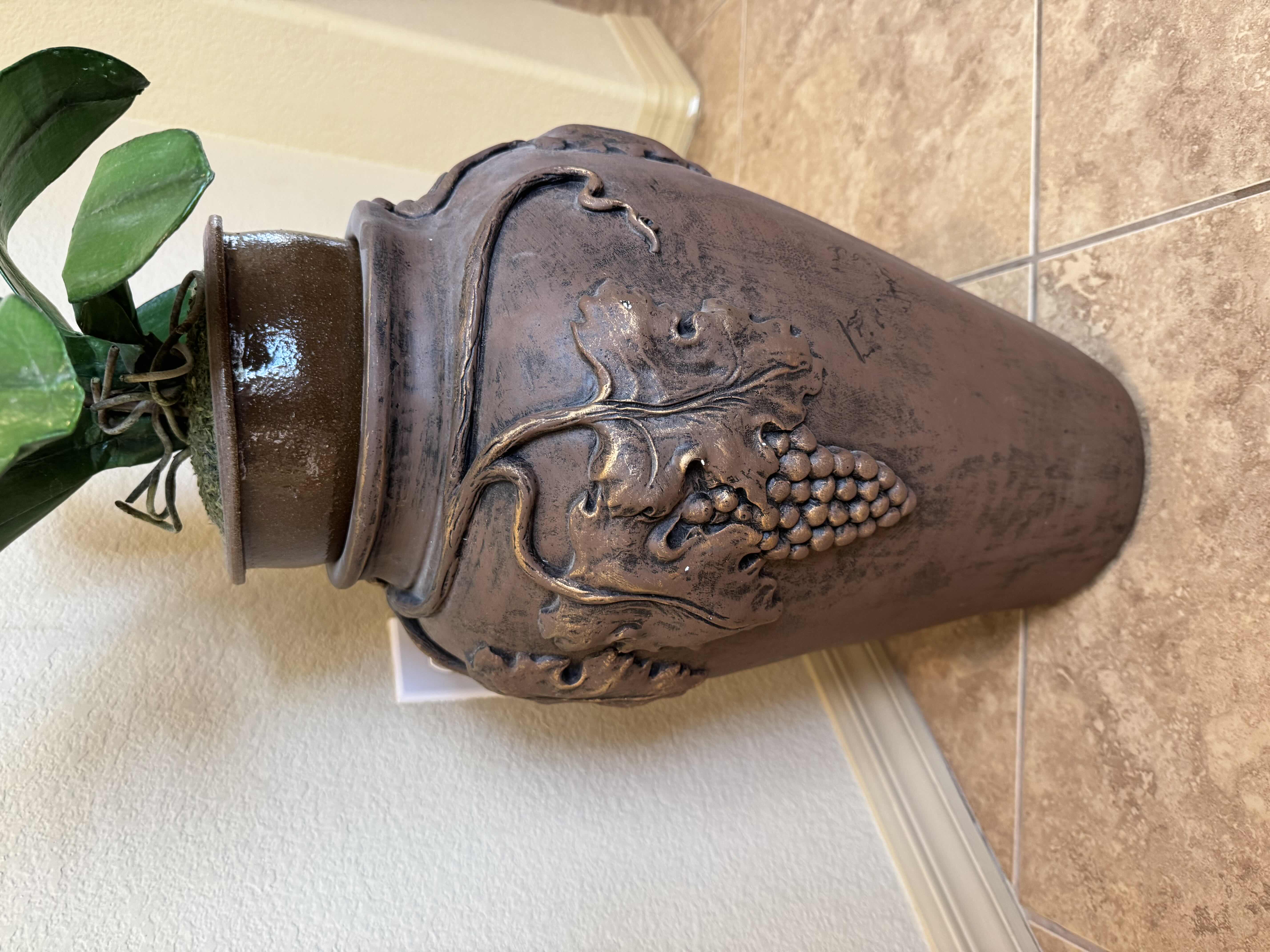 Photo 1 of 48” CERAMIC VASE WITH FAUX ORCHID