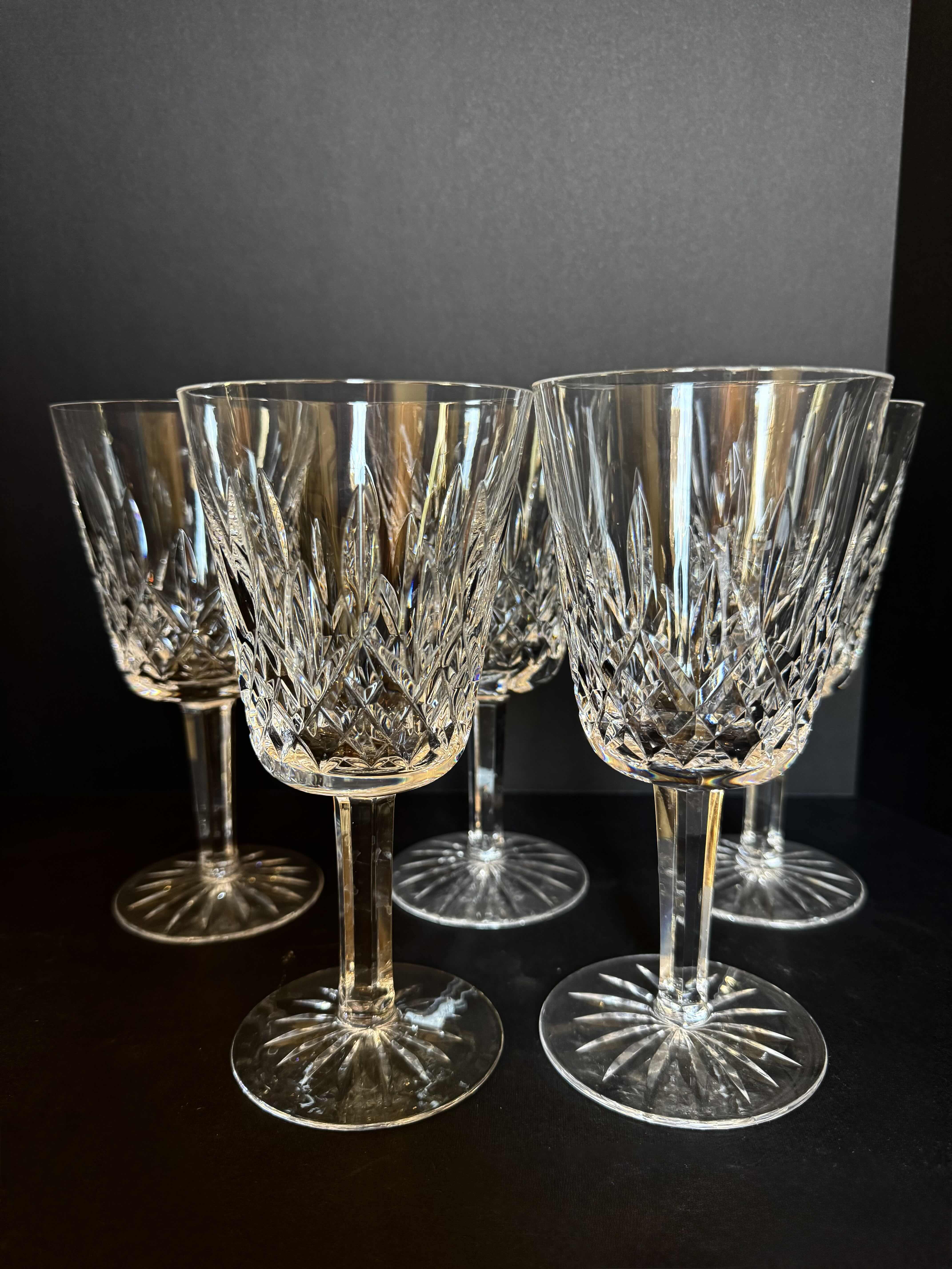 Photo 1 of 5-WATERFORD LISMORE GOBLETS CRYSTAL GLASS 7”H X 3.5”D