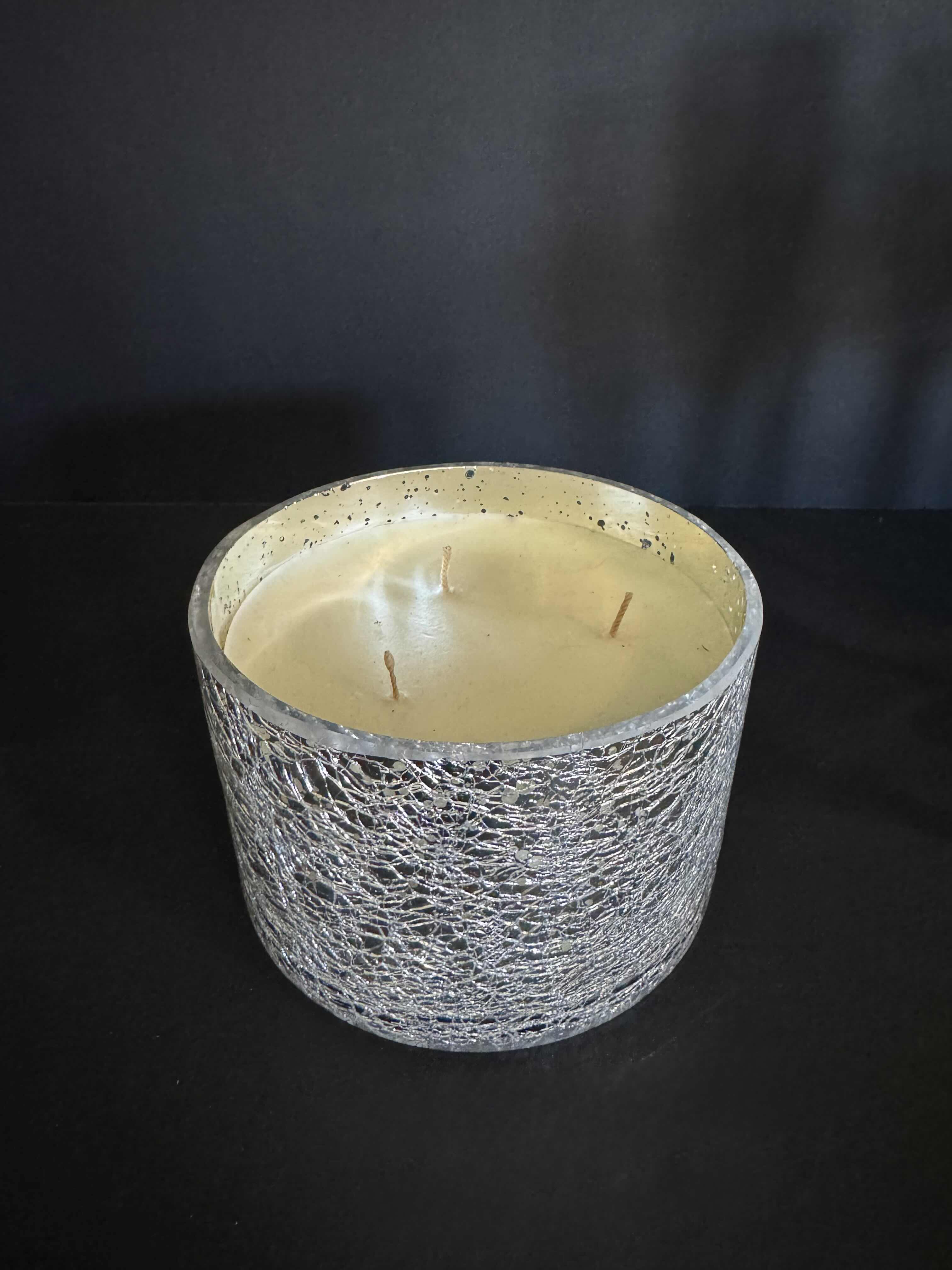 Photo 1 of HOME DECOR-NEW YEARS COMMEMORATIVE CHAMPAGNE GLASSES SET OF 4, 8”H-TABLE RUNNER 36”-CRYSTAL CANDY DISH 3”H X 5.5”D-CANDLE 3”H X 4.5”D