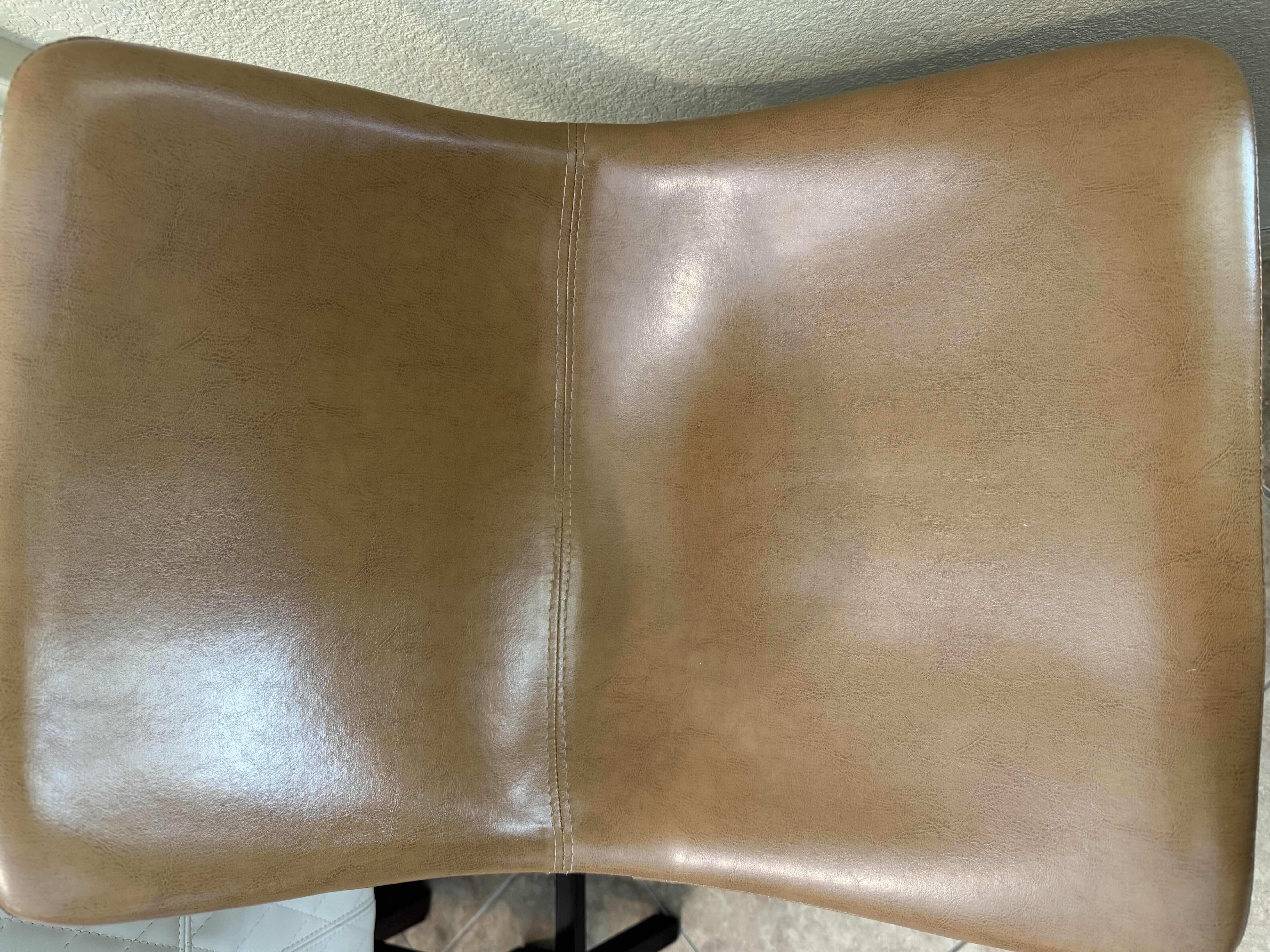 Photo 1 of  LEATHER BAR STOOL-ADJUSTABLE BAR HEIGHT SWIVEL CHAIR, COLOR: NATURAL/TAN (1 OF 4 IN SET, SOLD SEPARATELY)