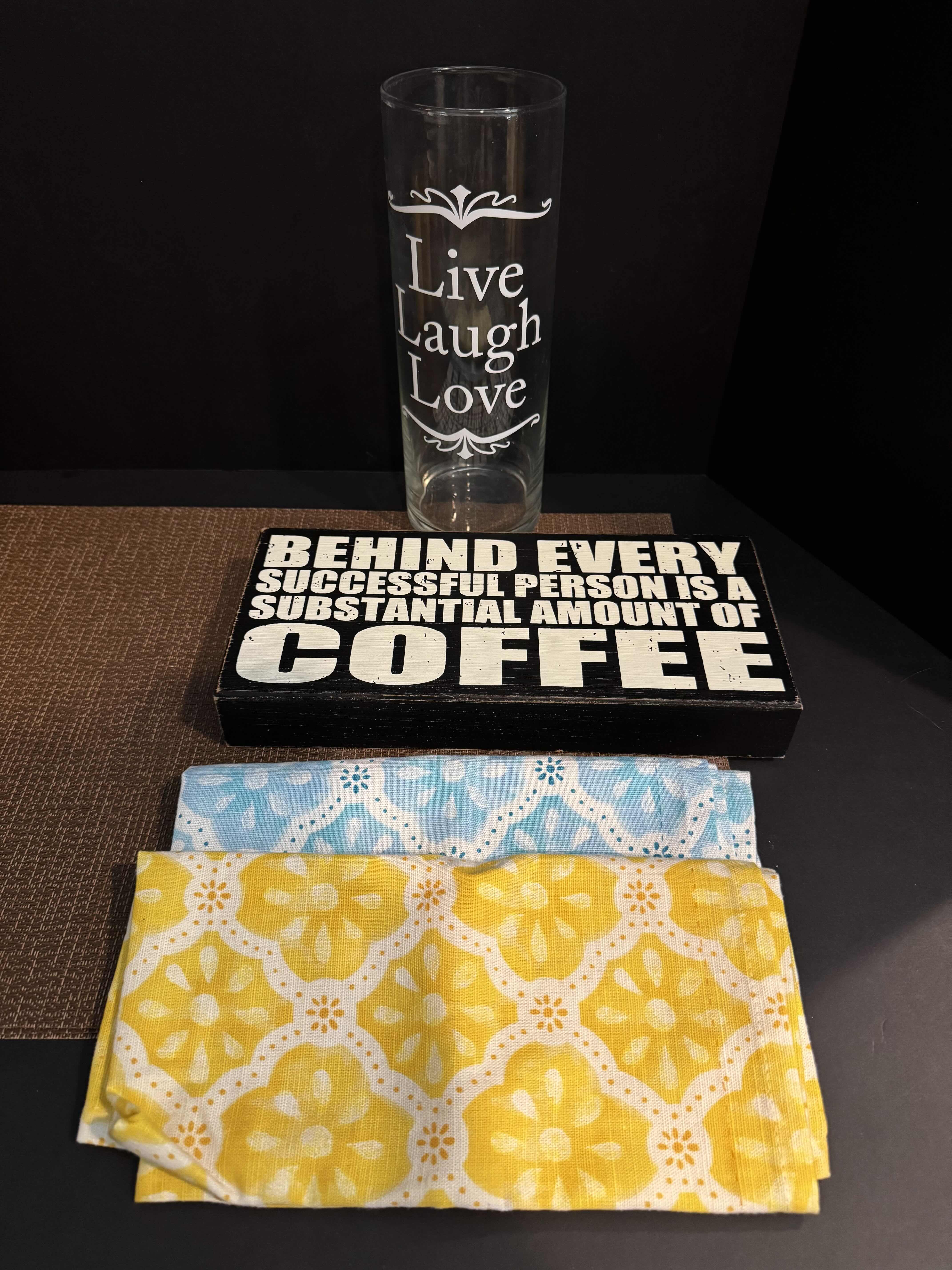 Photo 3 of ASSORTED DECOR ESSENTIALS, CANDLES, TABLE MATS, FAUX ORCHID FLOWER PLANT, VASE, ARTWORK