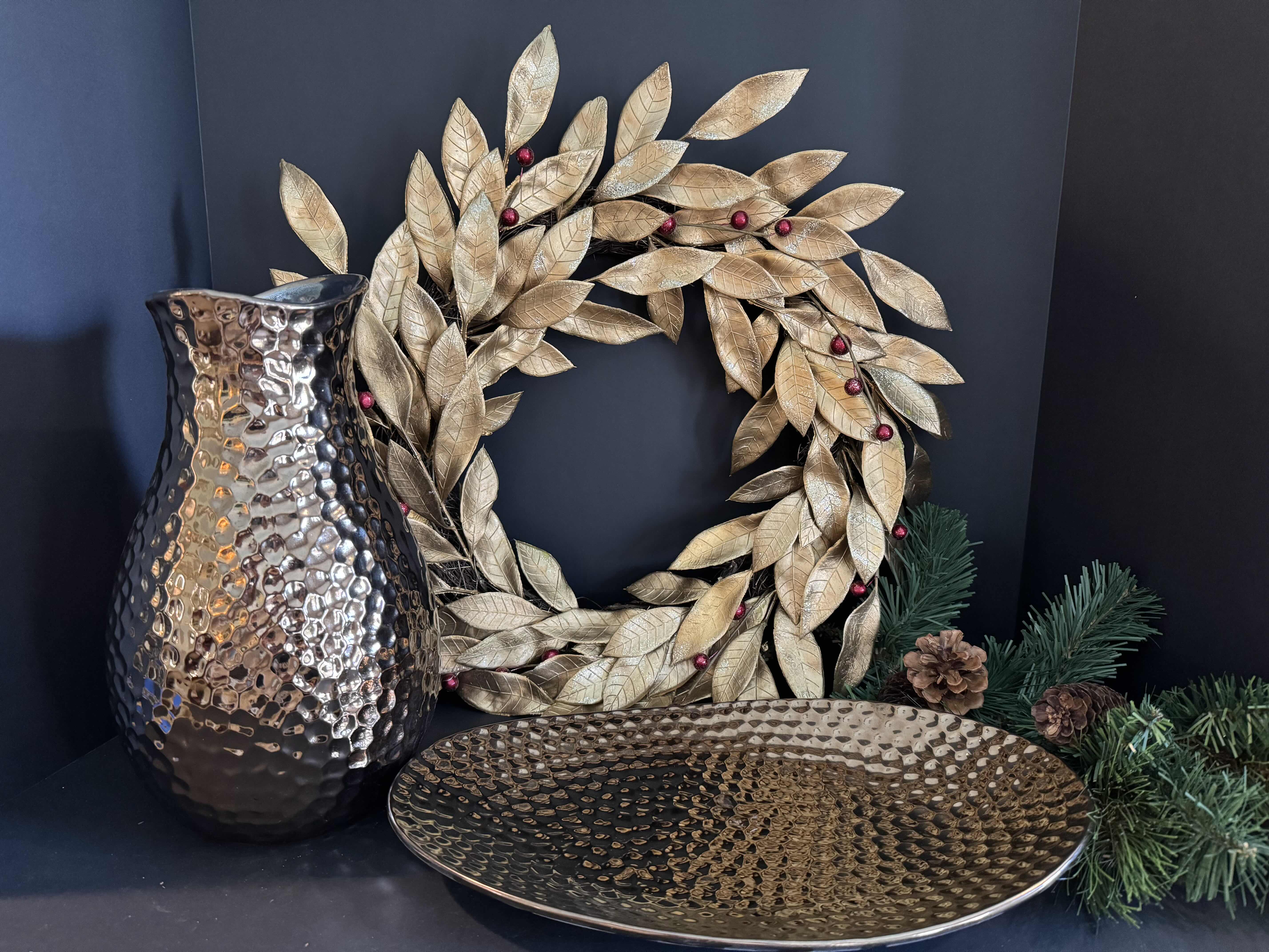 Photo 1 of 4 GOLD & GREENERY HOME DECOR ESSENTIALS VASE 12”