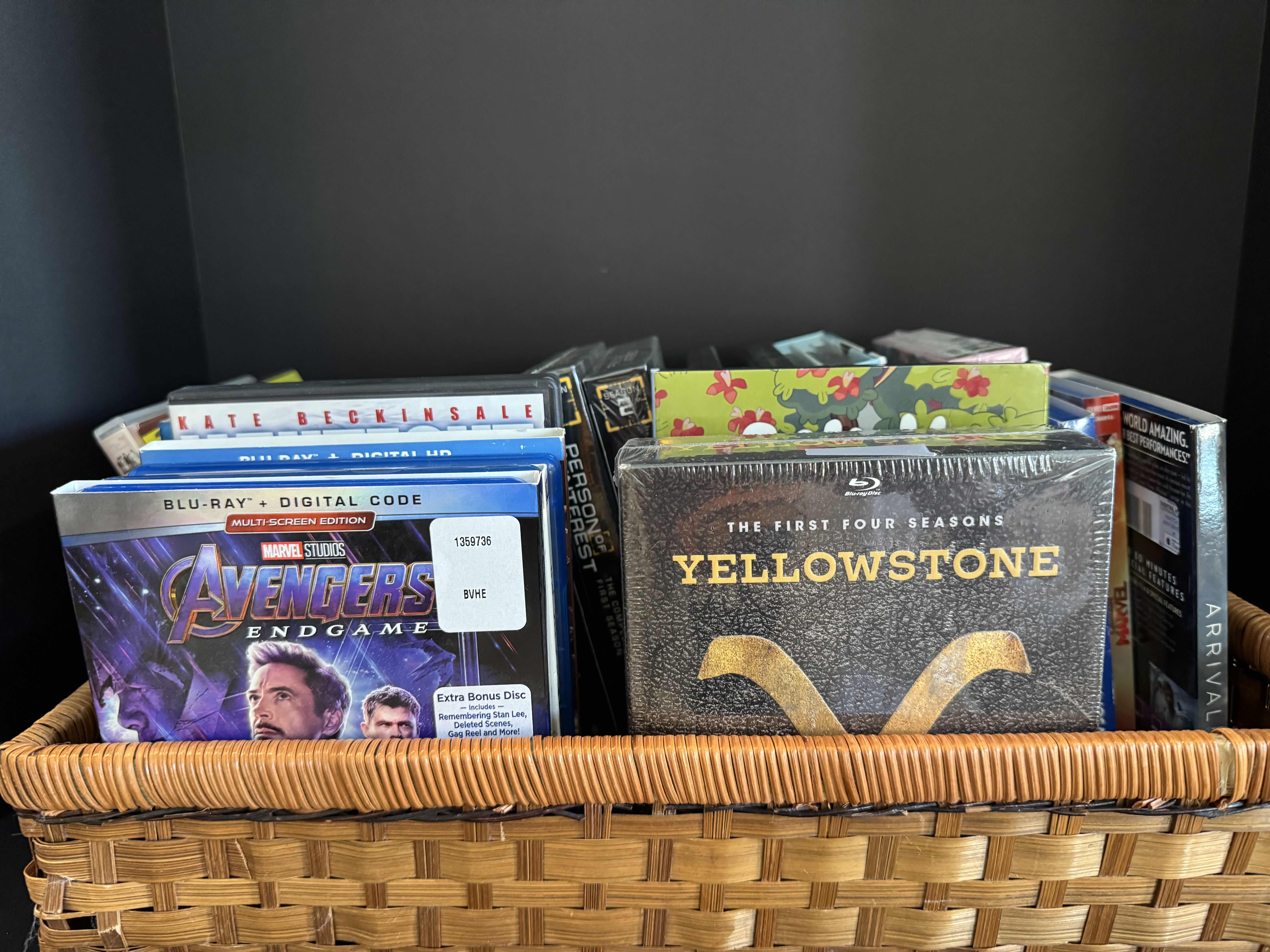 Photo 1 of BASKET OF DVDS ANS BLUE-RAY MOVIES