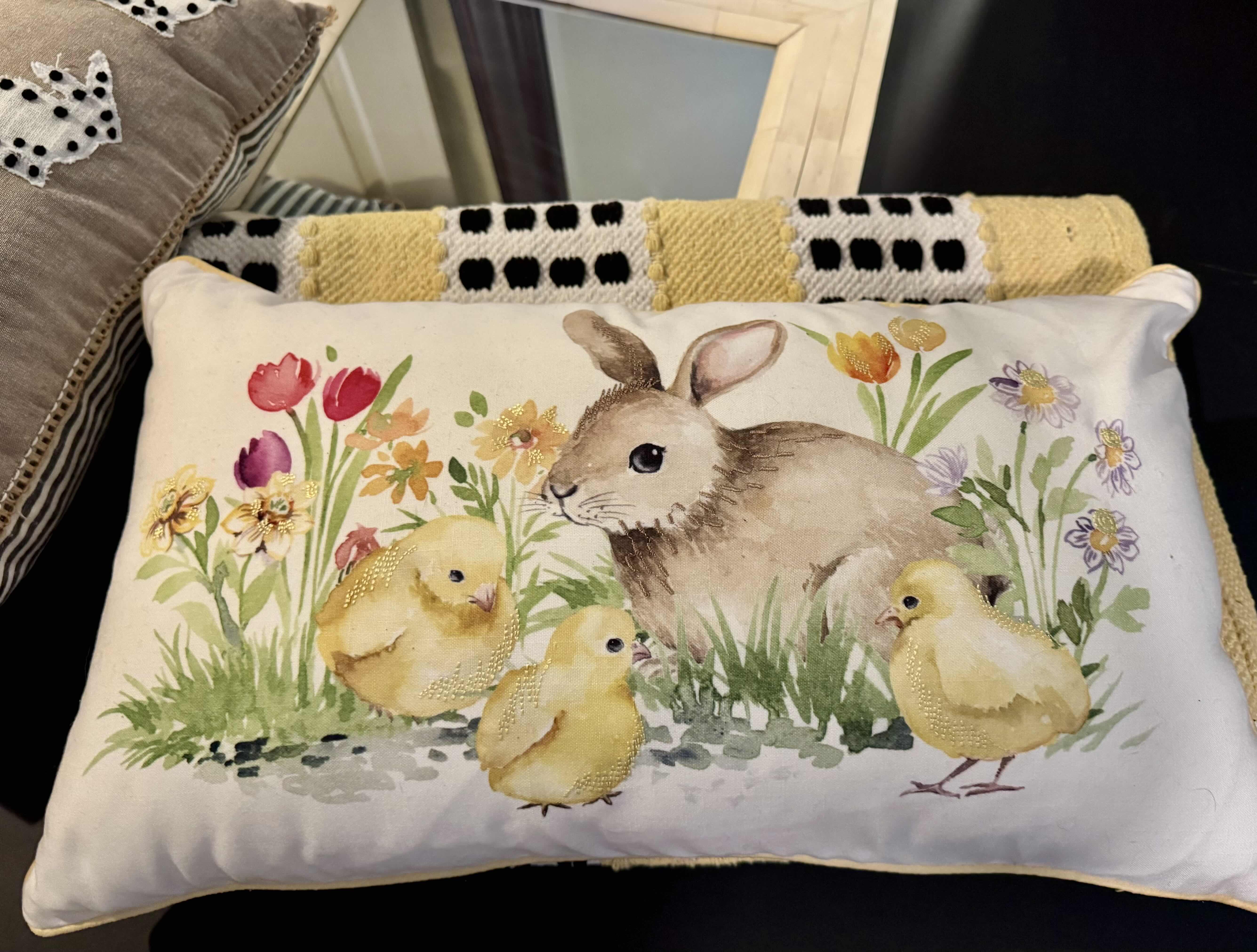 Photo 1 of 17” X 20” MIRROR 48” X 29” & YELLOW & BLACK RUG WITH OTHER DECOR ESSENTIALS