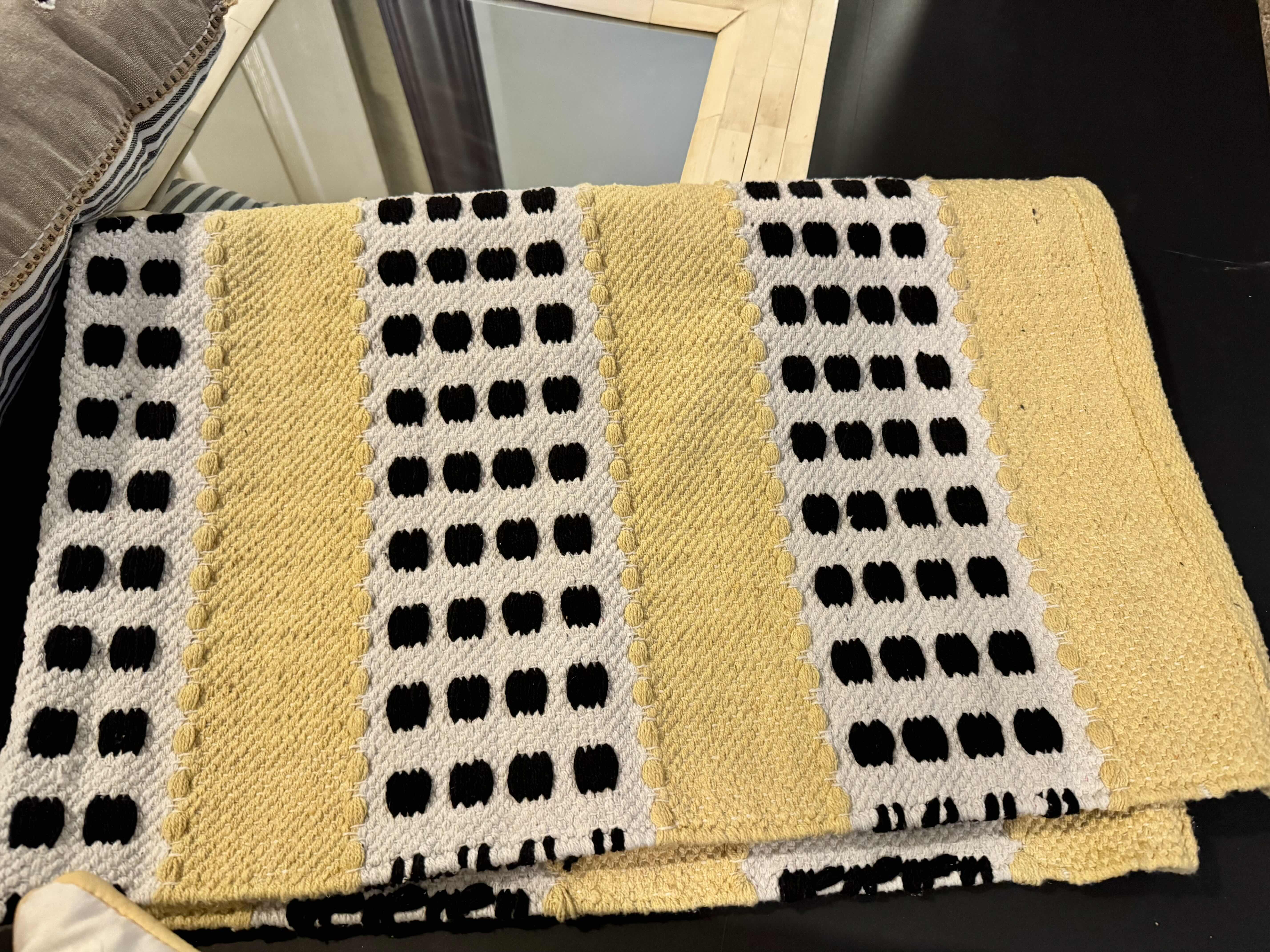 Photo 1 of 17” X 20” MIRROR 48” X 29” & YELLOW & BLACK RUG WITH OTHER DECOR ESSENTIALS