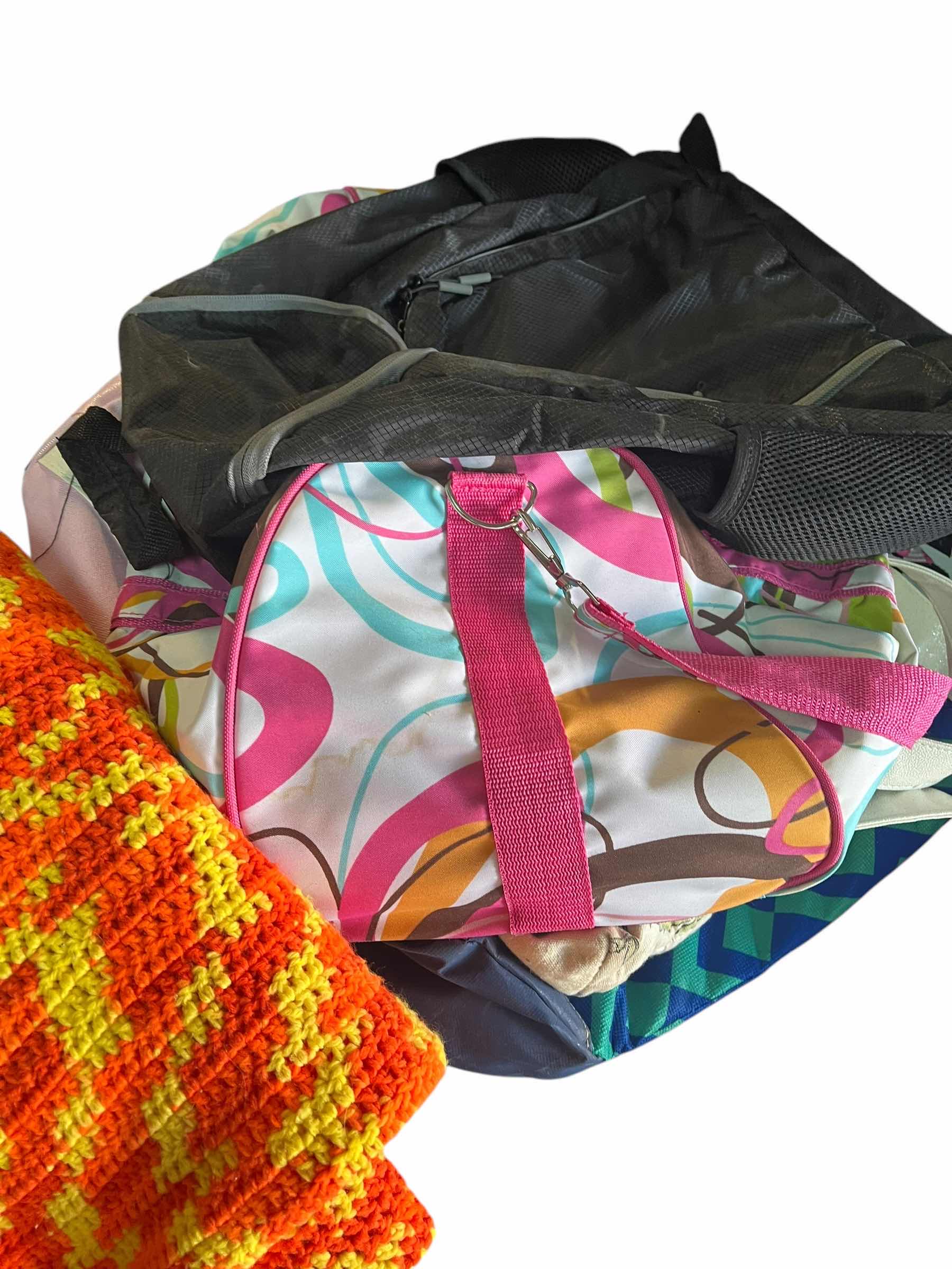 Photo 1 of VARIOUS BLANKETS AND TOTE BAGS