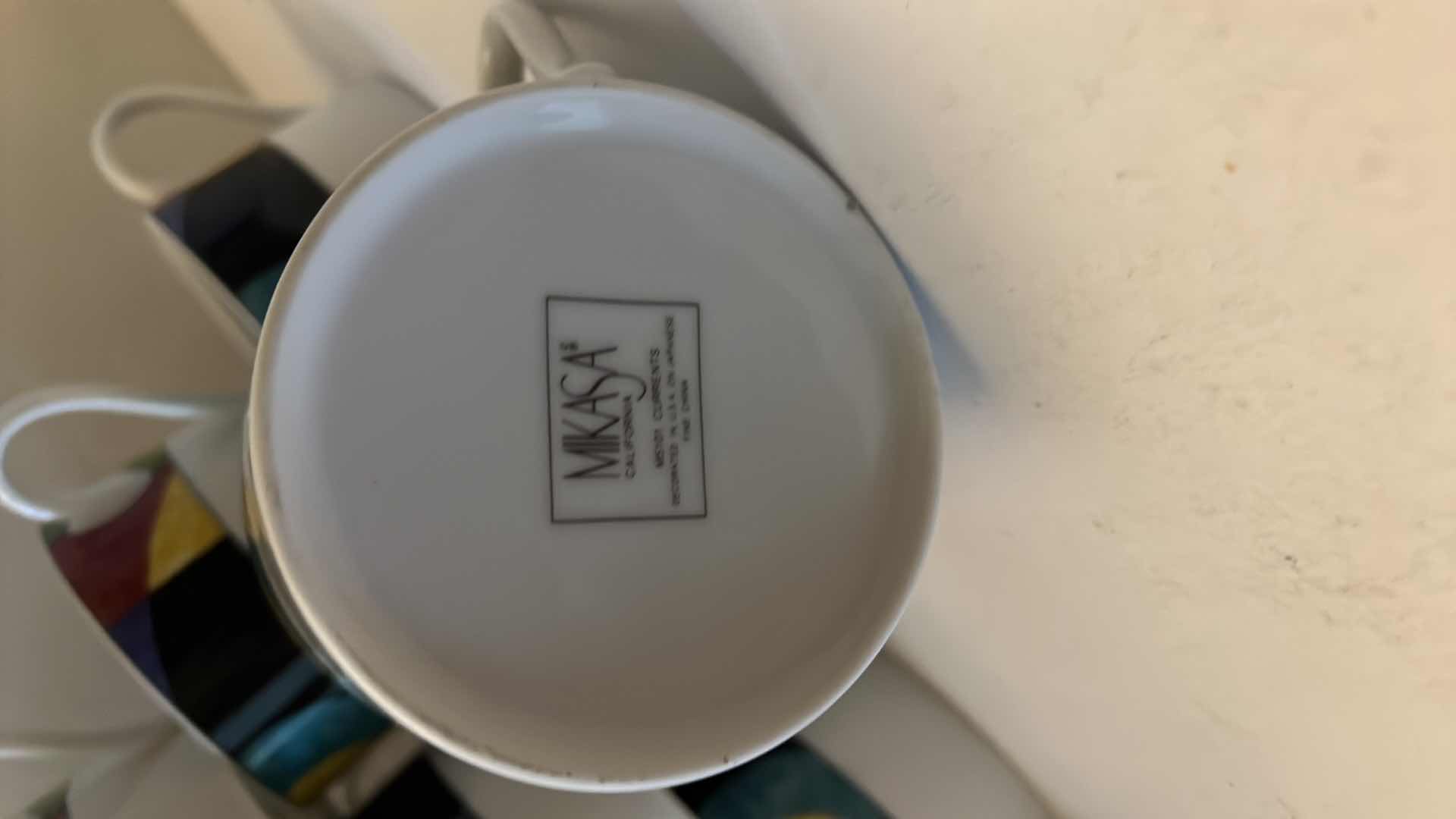 Photo 1 of MIKASA "CURRENTS" FLAT PORCELAIN TEA CUPS. PART OF DISHWARE SET(SOLD SEPARATELY). 2 1/4"H