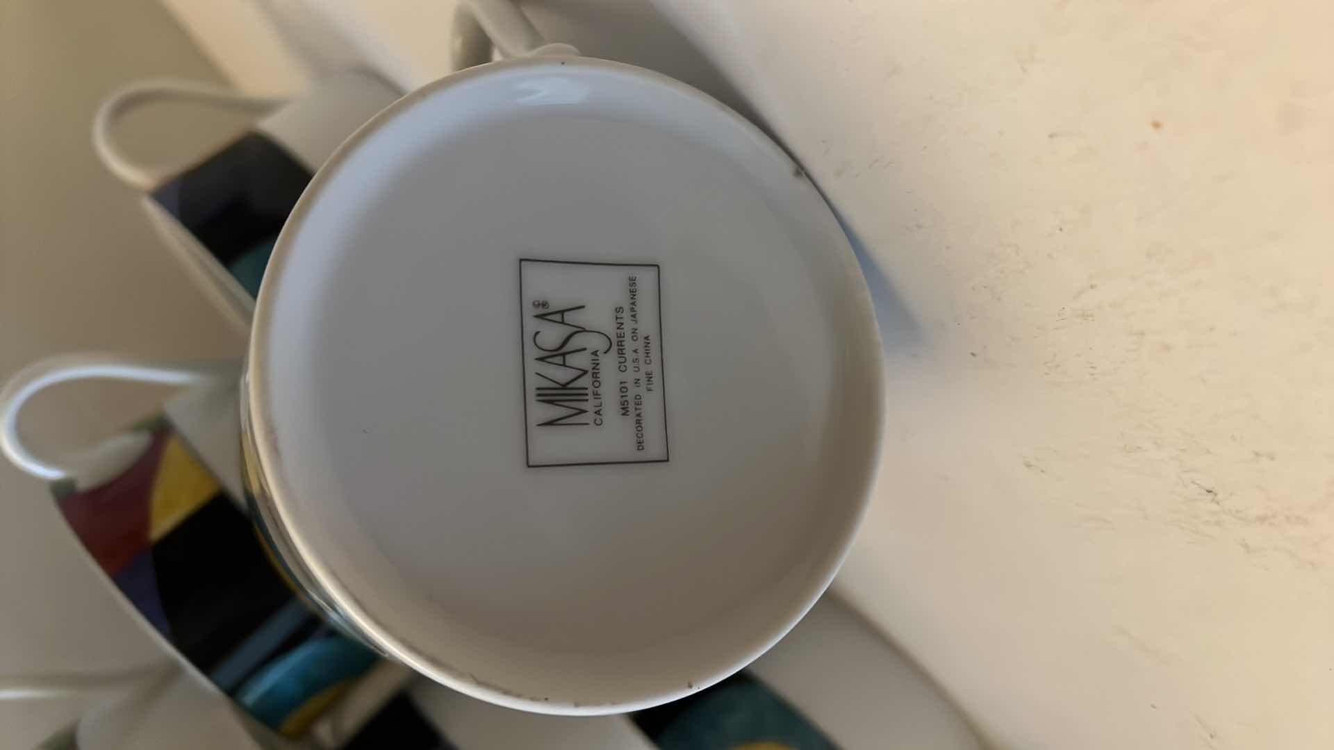 Photo 1 of MIKASA "CURRENTS" FLAT PORCELAIN TEA CUPS. PART OF DISHWARE SET(SOLD SEPARATELY). 2 1/4"H