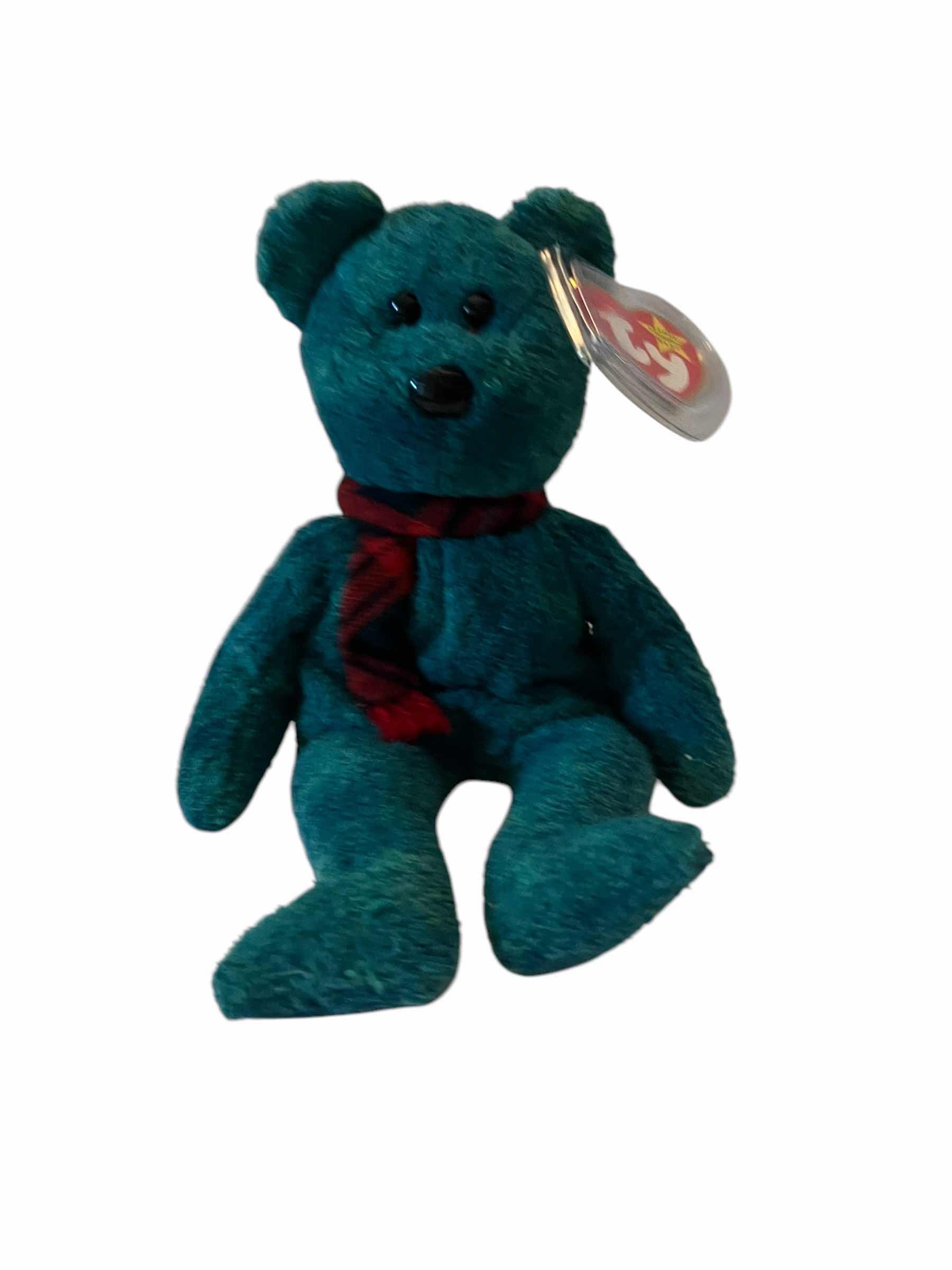 Photo 1 of BEANIE BABY-WALLACE BEAR. COLLECTIBLES, TOYS, STUFFED ANIMAL.