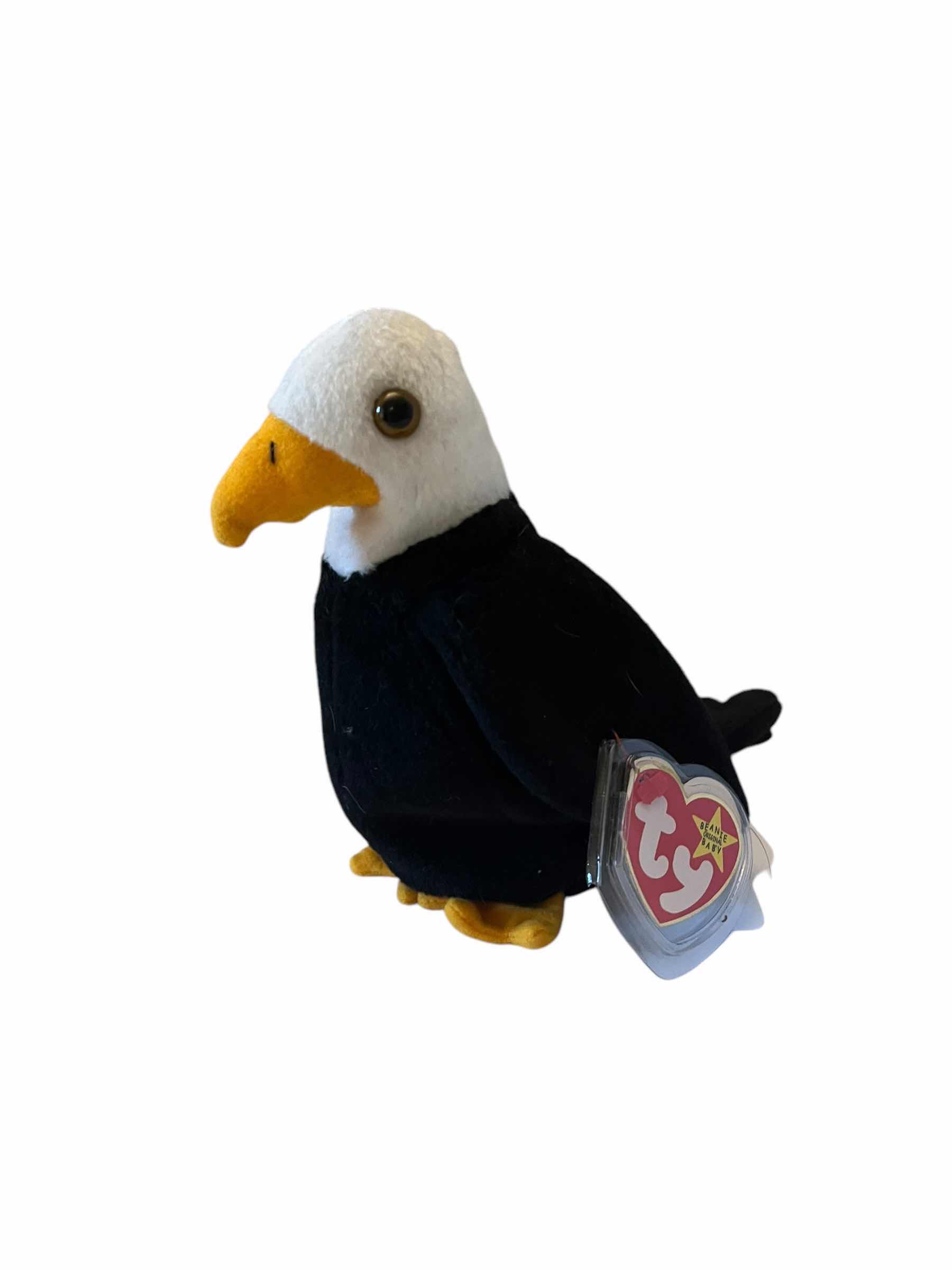 Photo 1 of BEANIE BABY-"BALDY" AND "HOPPITY" STUFFED ANIMAL COLLECTIBLES. TOYS.