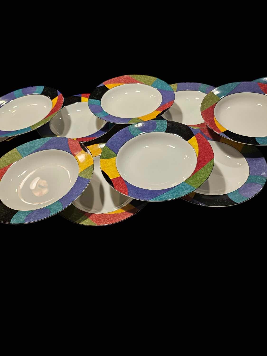 Photo 1 of VINTAGE DINNER DISHES-MIKASA "CURRENTS" SOUP BOWLS PORCELAIN. SET OF 8