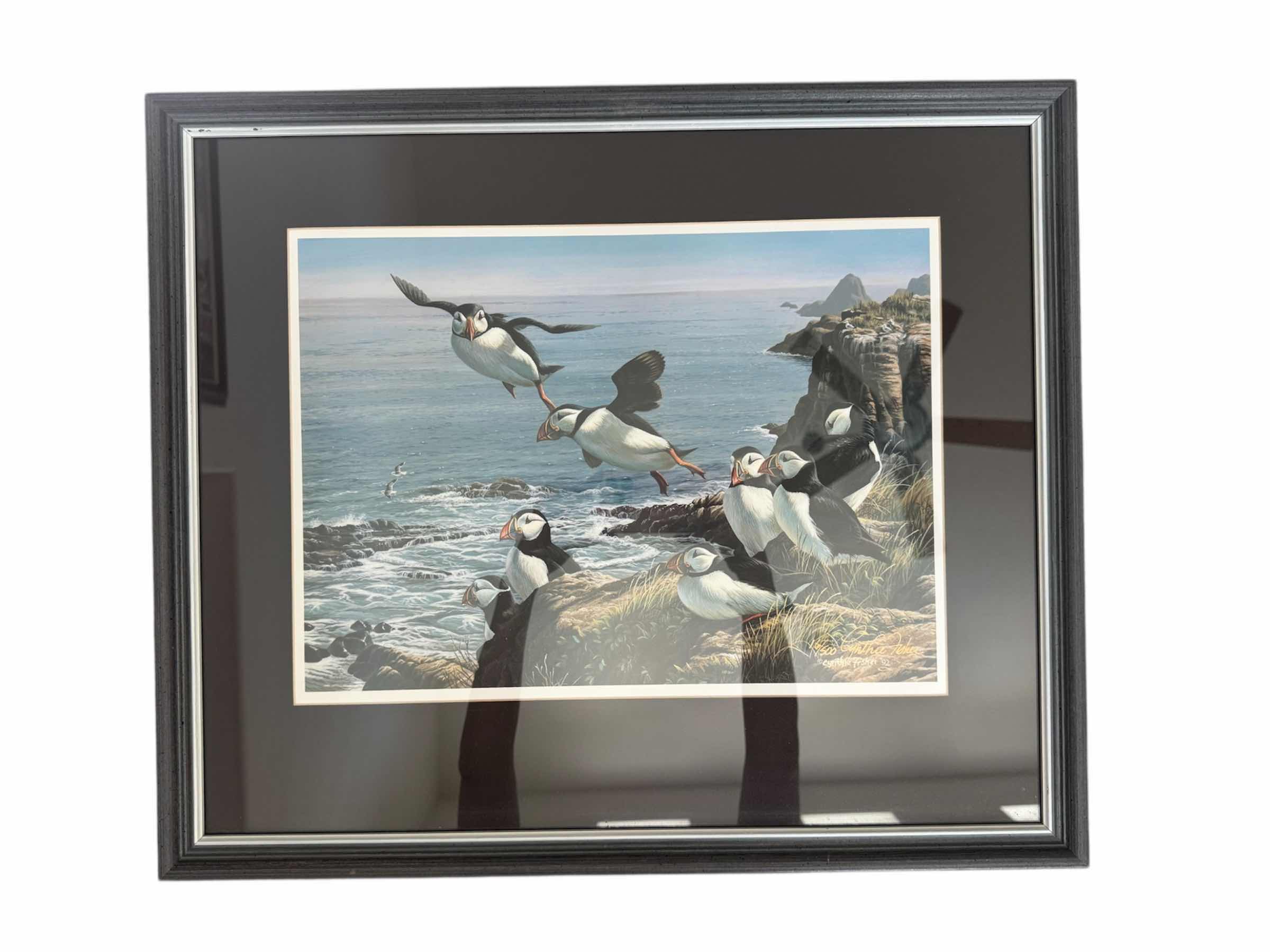 Photo 1 of 100
VINTAGE FRAMED ART “CLEARED FOR LANDING” NO. 16/500
ACRYLIC PUFFINS BY CATHIE FISHER 1992, ARTWORK, HOME DECOR
23” X 19.5” X H1”
