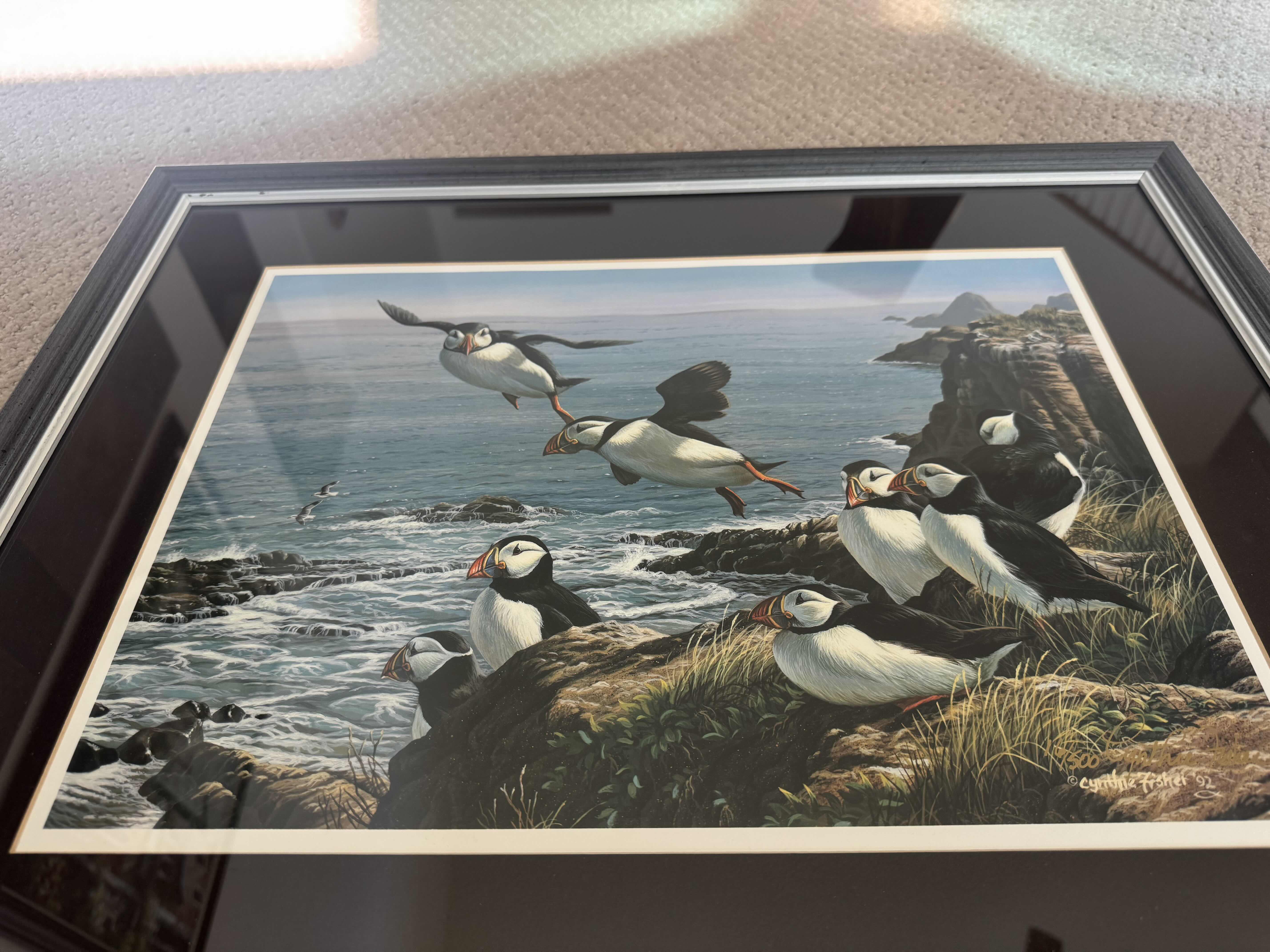 Photo 2 of 100
VINTAGE FRAMED ART “CLEARED FOR LANDING” NO. 16/500
ACRYLIC PUFFINS BY CATHIE FISHER 1992, ARTWORK, HOME DECOR
23” X 19.5” X H1”
