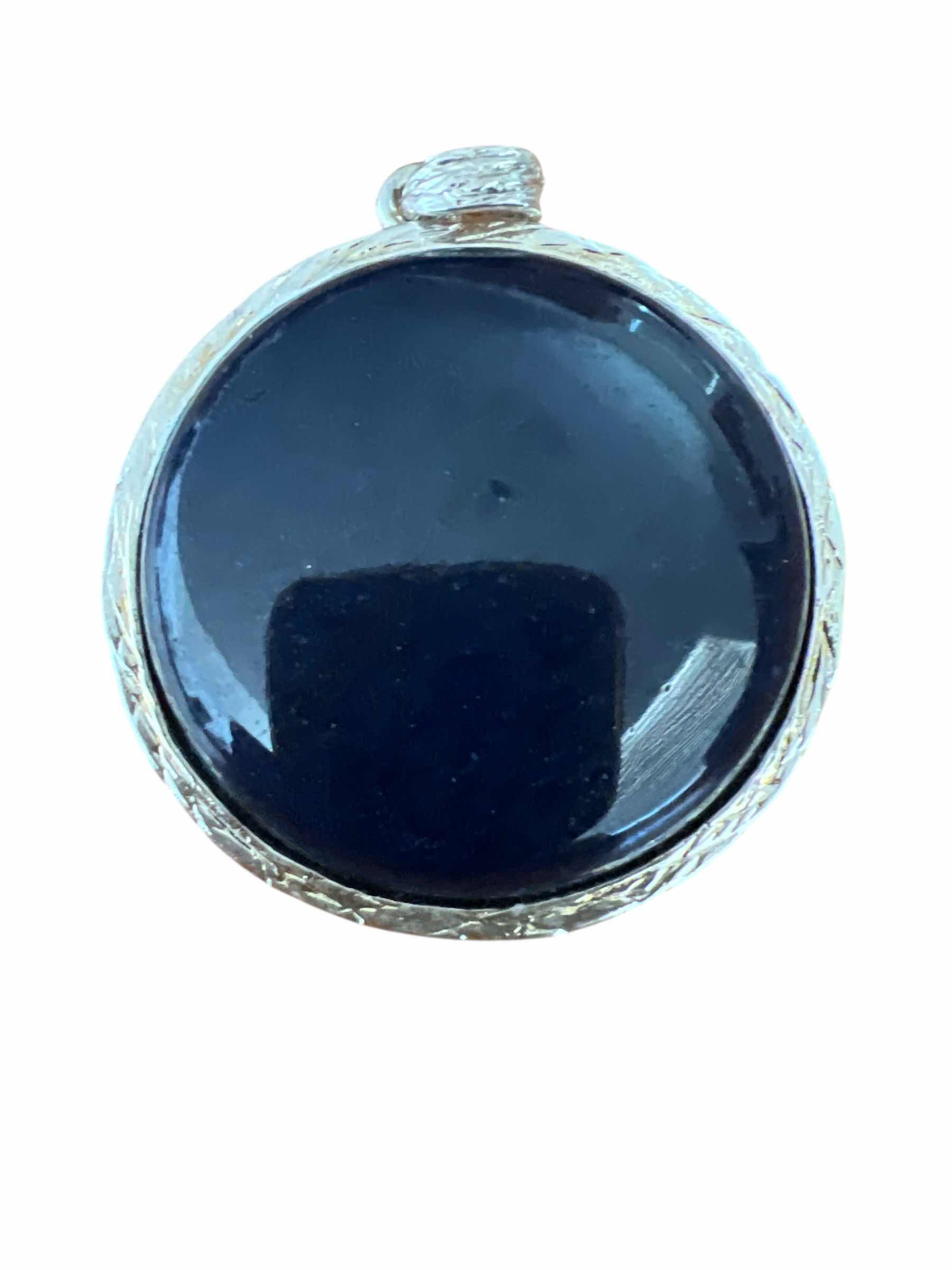 Photo 3 of VINTAGE LOCKET - ONYX PENDANT AND WOOD PIN
