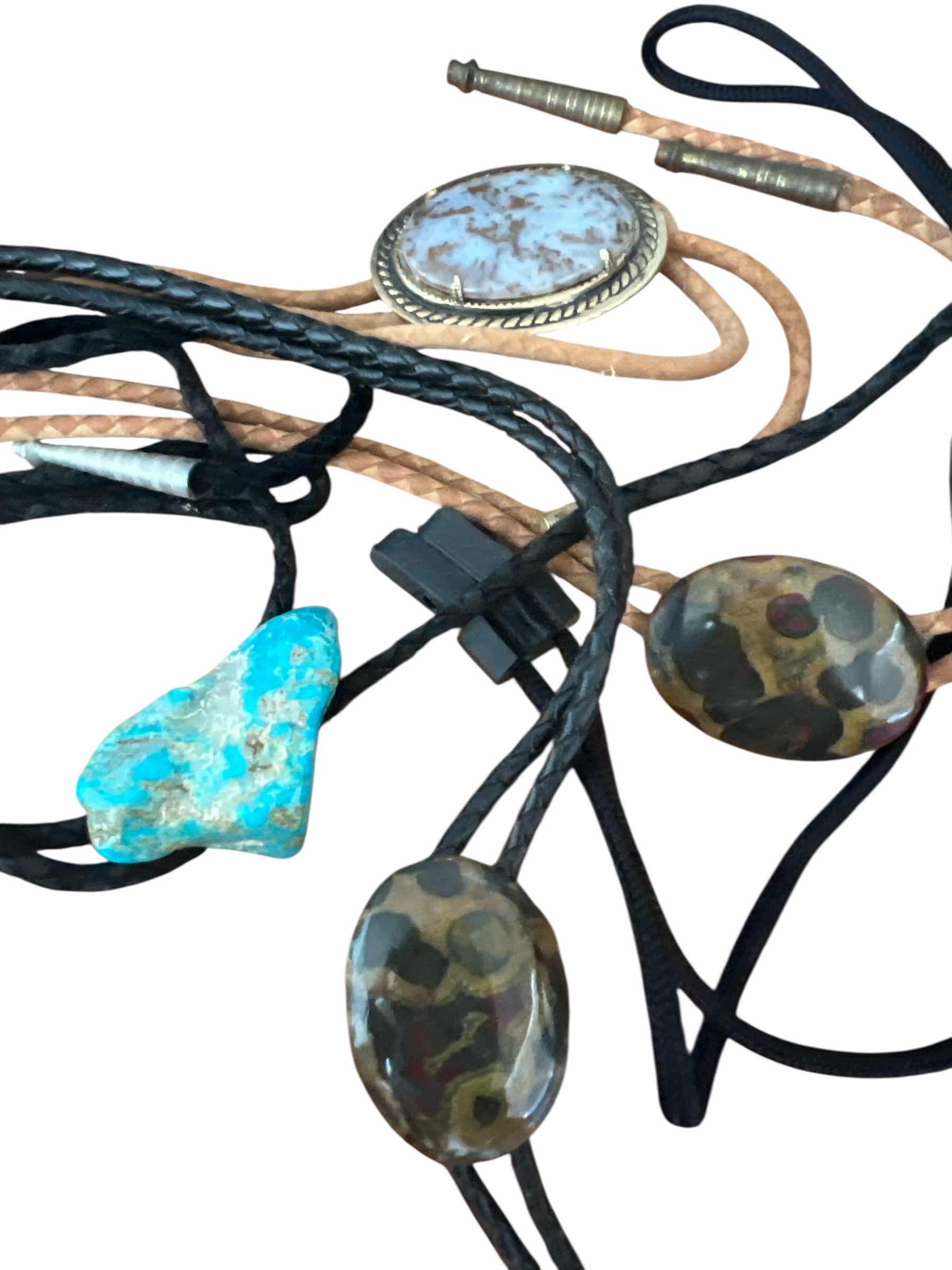 Photo 1 of 4 - MEN’S BOLO TIES - NATURAL STONE AND TURQUOISE
